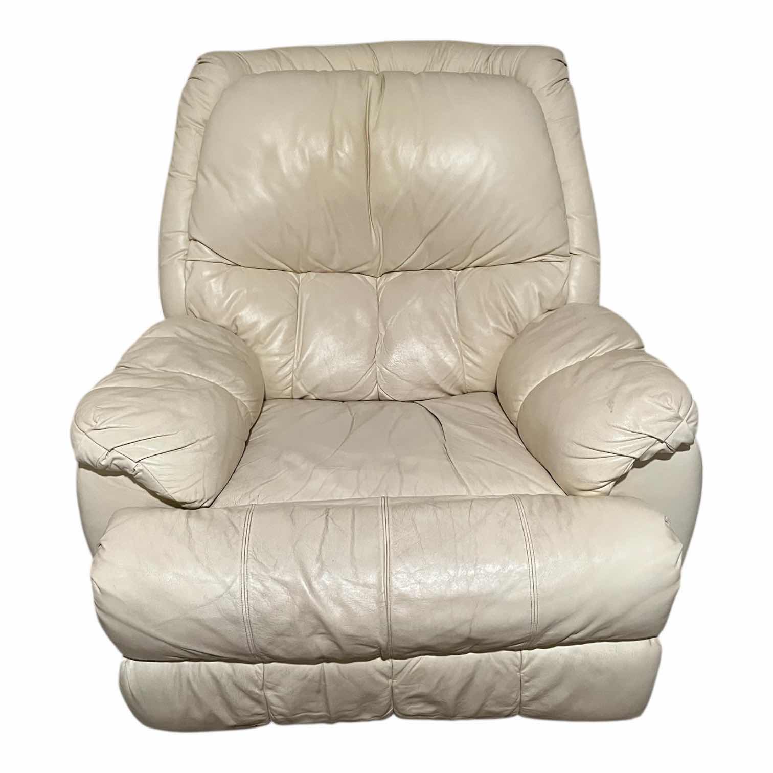 Photo 1 of ACTION INDUSTRIES OFF-WHITE LEATHER RECLINER CHAIR 40” X 45” H39”
