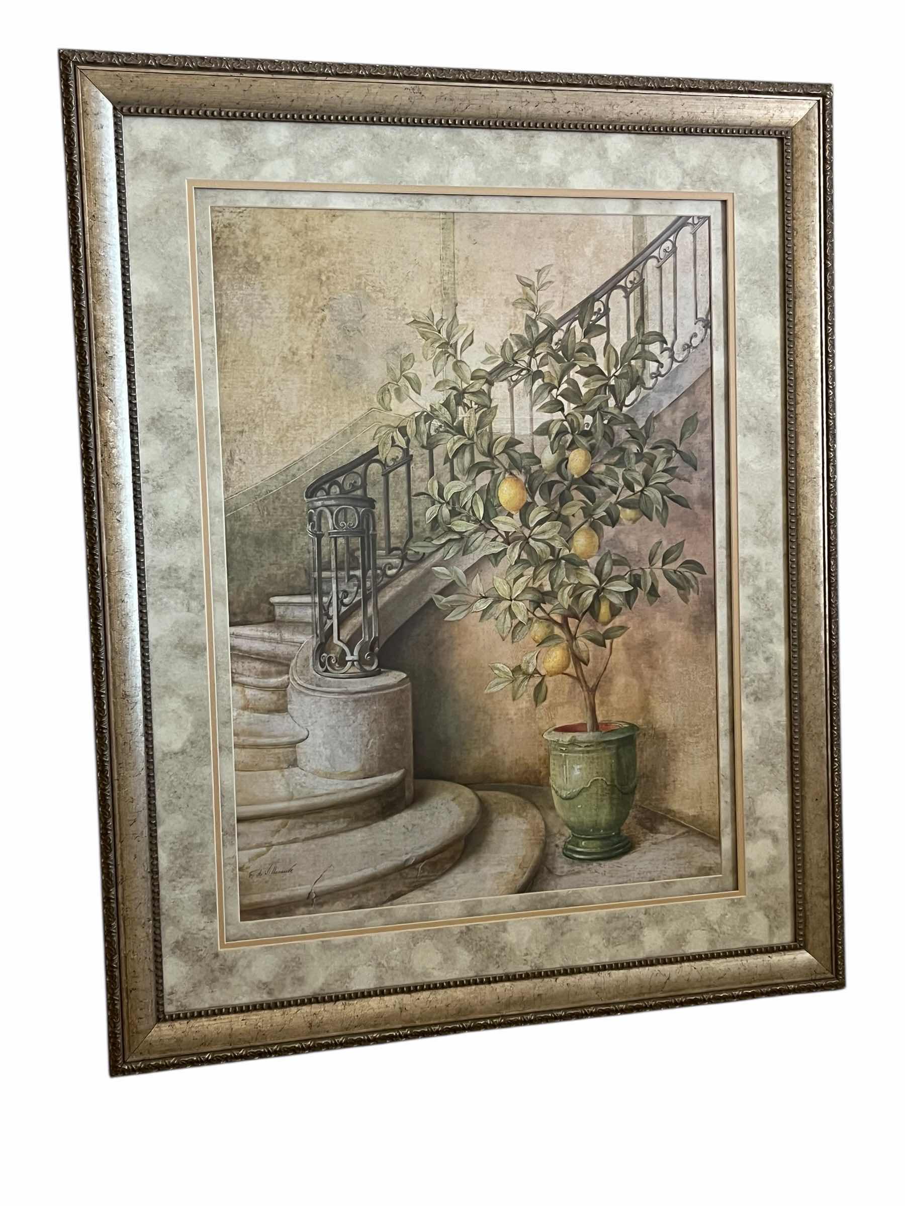 Photo 1 of ART IN MOTION LEMON STAIRWELL BY FABRICE DE VILLENEUVE FRAMED ARTWORK 36” X 44”