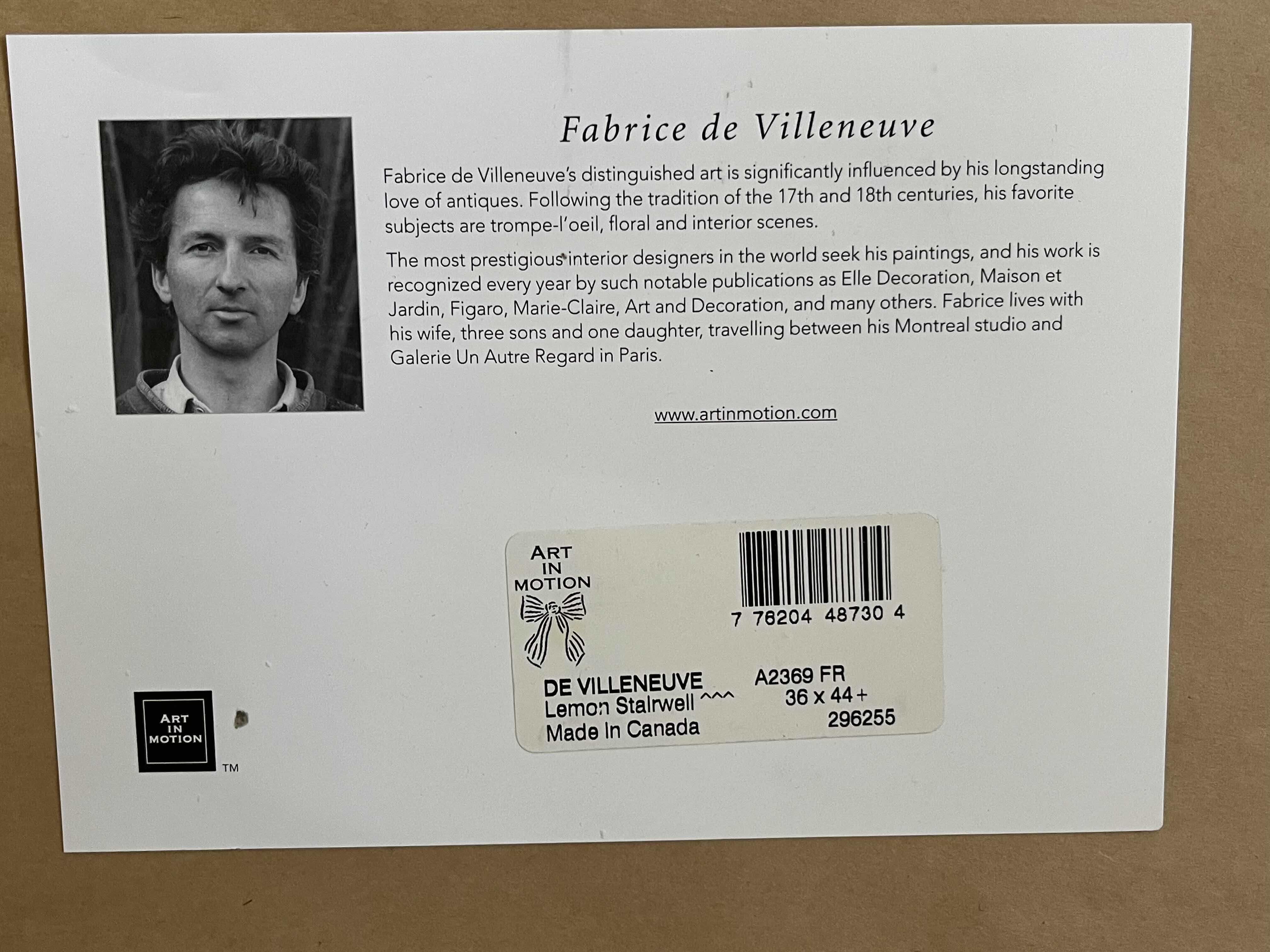 Photo 1 of ART IN MOTION LEMON STAIRWELL BY FABRICE DE VILLENEUVE FRAMED ARTWORK 36” X 44”