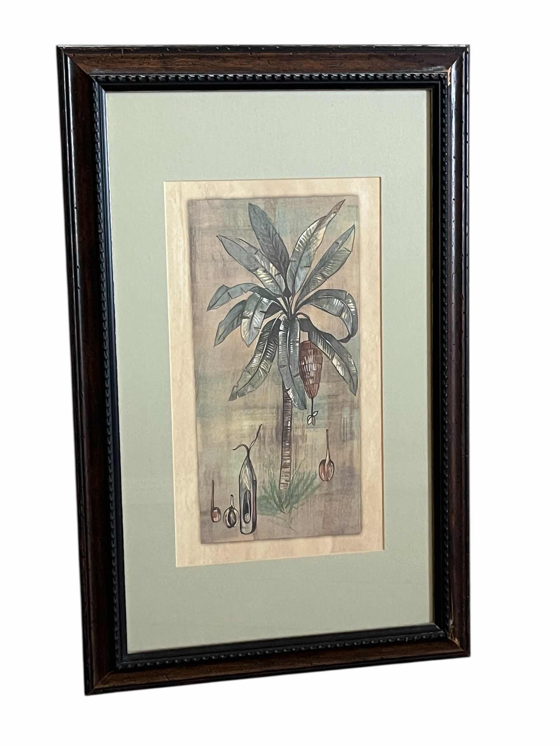 Photo 1 of $40.   BED BATH & BEYOND PALM BOTANICAL FRAMED ARTWORK 13” X 22”
