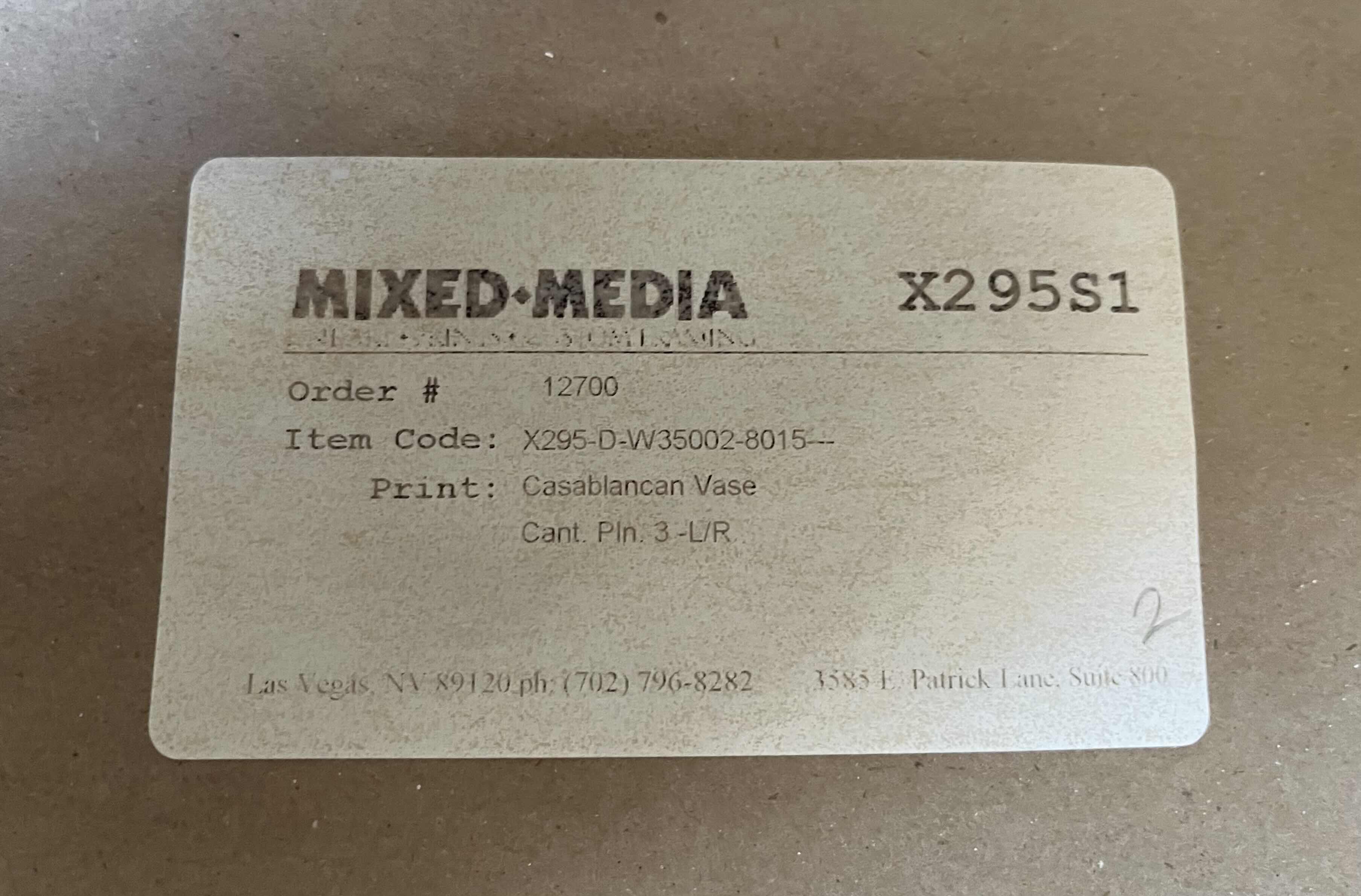 Photo 1 of MIXED MEDIA CASABLANCA VASE FRAMED ARTWORK 26” X 39”