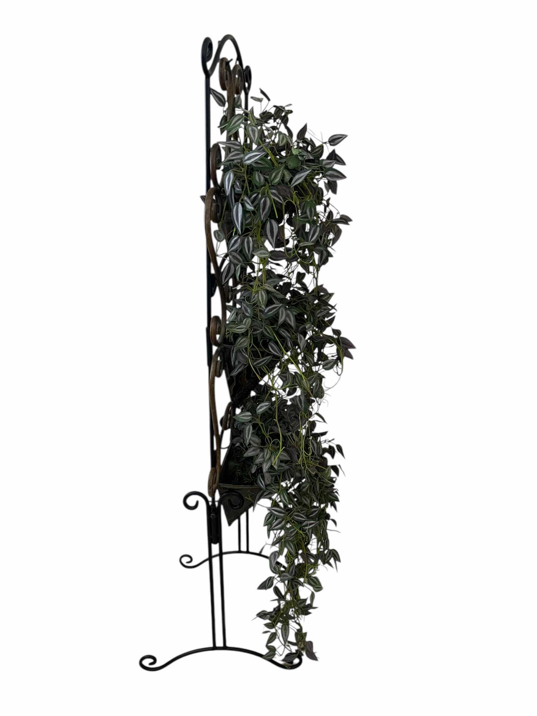 Photo 1 of IVY ARTIFICIAL PLANT W 3 TIER BRONZE FINISH PLANTER RACK 12.5” X 14.5” H50”