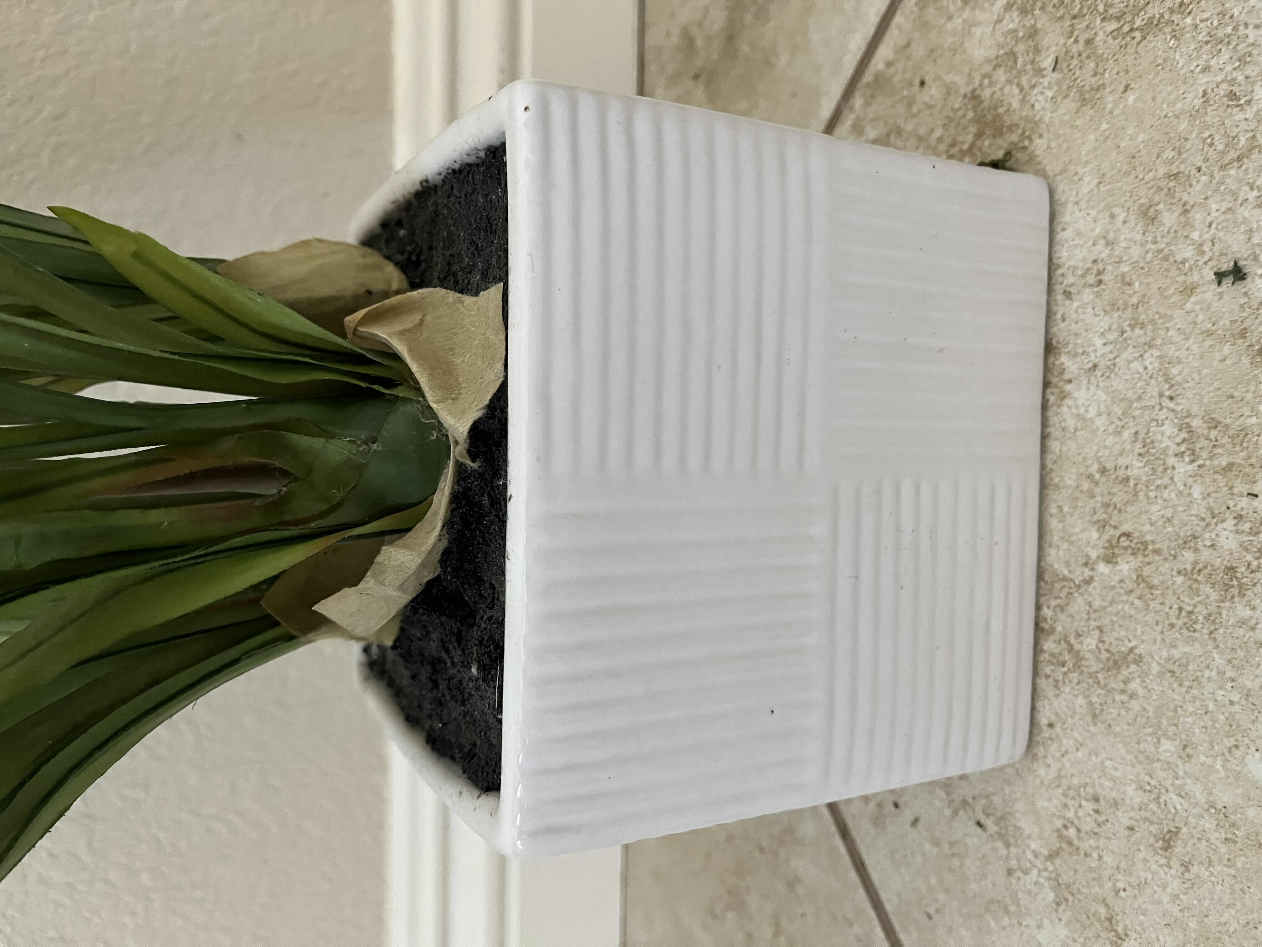 Photo 1 of WHITE ORCHIDS ARTIFICIAL PLANT W WHITE SQUARE PLANER POT 6” X 5.5”