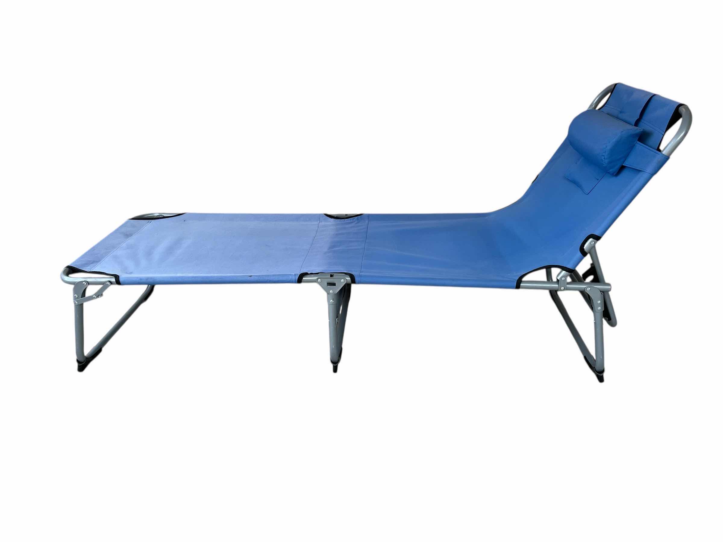 Photo 1 of GO PLUS BLUE ADJUSTABLE BACK FOLDING PATIO LOUNGE CHAIR 23.5” X 76” H13”-31”