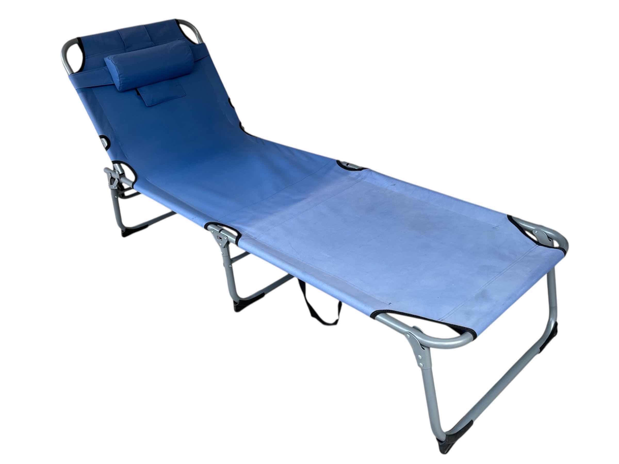 Photo 1 of GO PLUS BLUE ADJUSTABLE BACK FOLDING PATIO LOUNGE CHAIR 23.5” X 76” H13”-31”