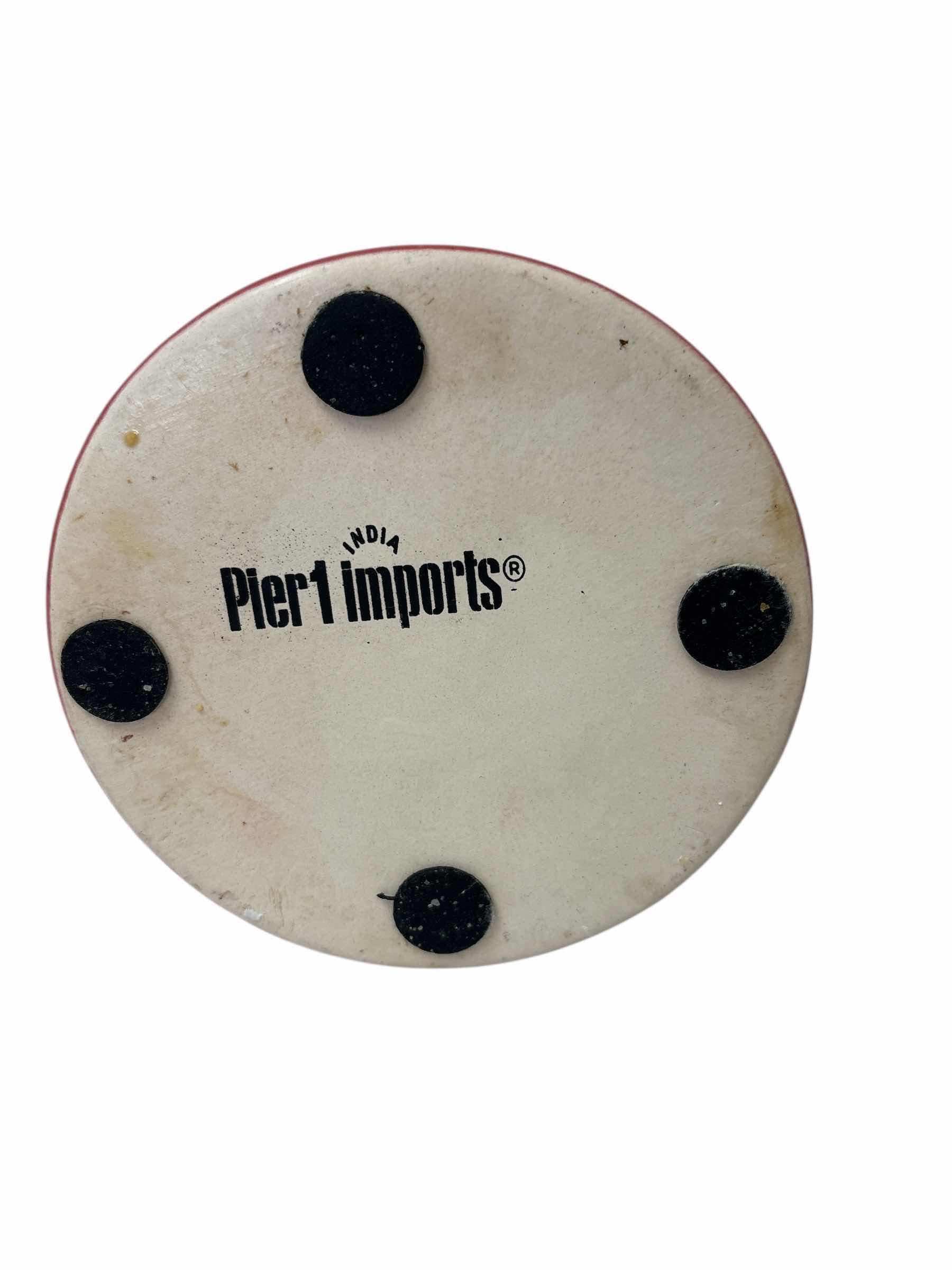 Photo 1 of PIER 1 RED CERAMIC CANISTER W LID H9”