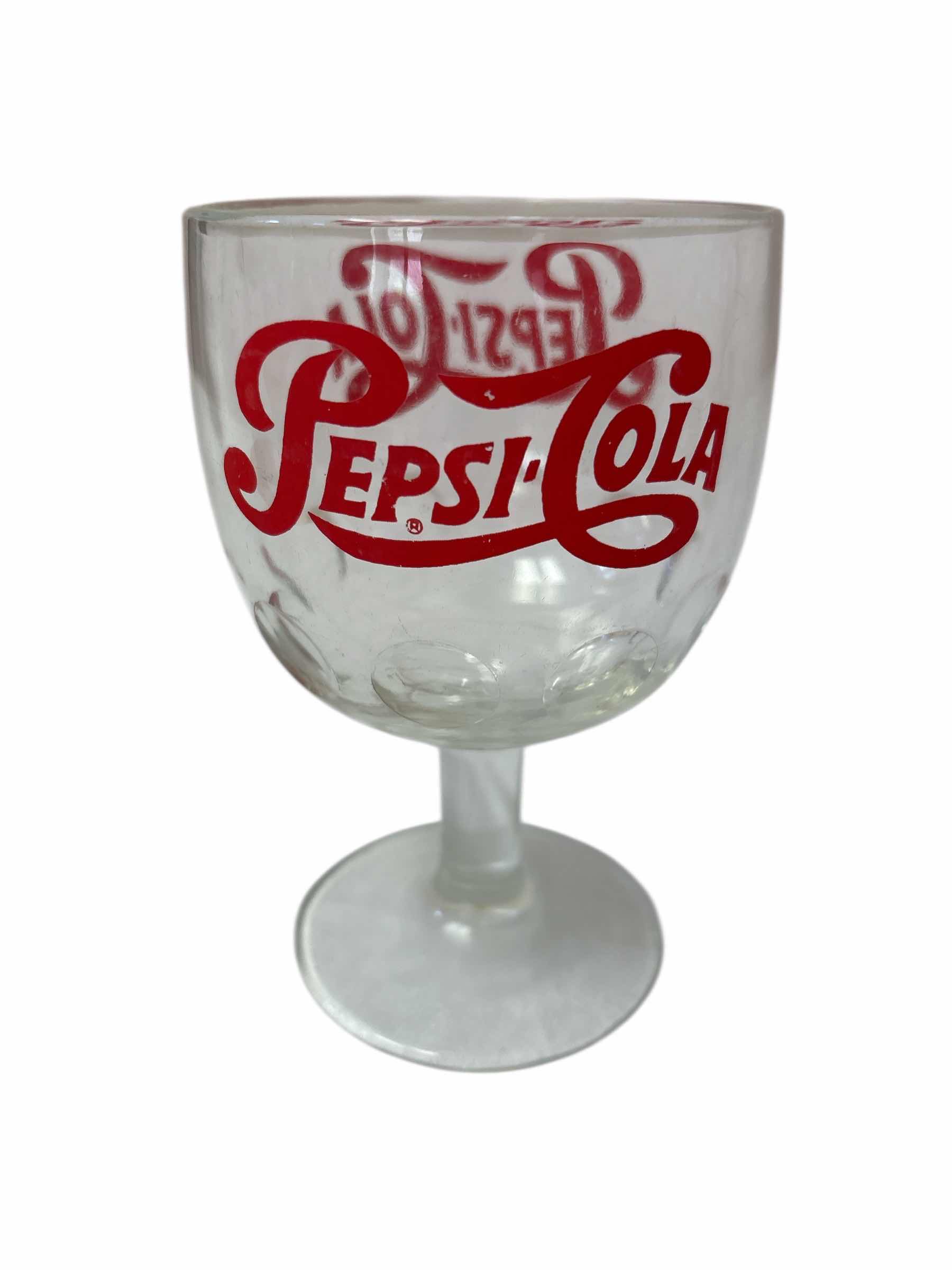 Photo 1 of VINTAGE PEPSI COLA THUMBPRINT GOBLET GLAS