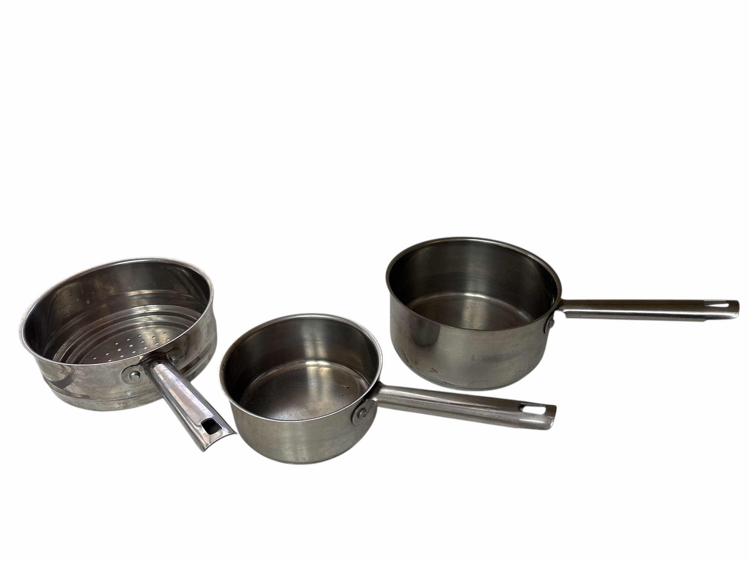 Photo 1 of STAINLESS STEEL POTS (3)