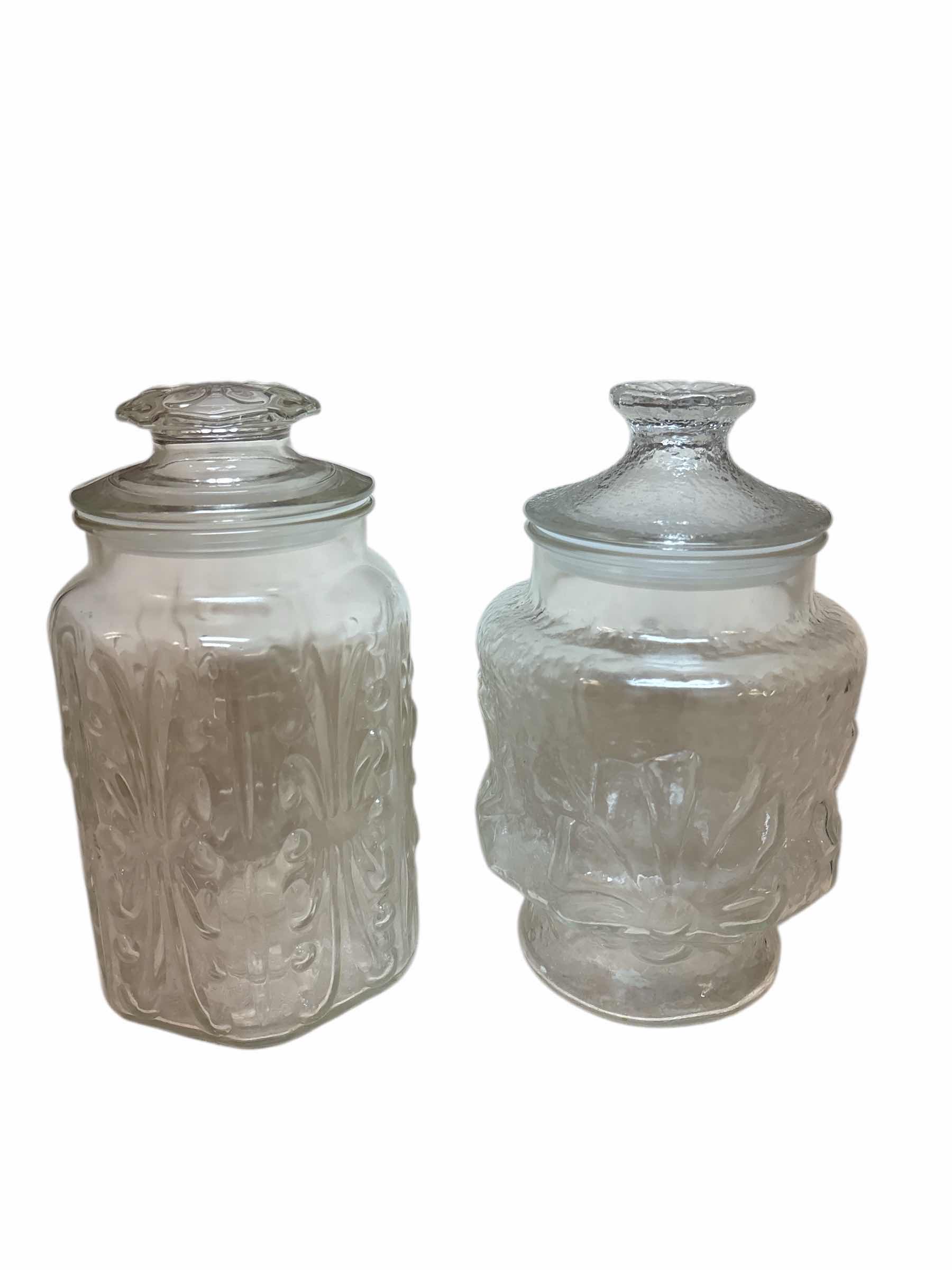 Photo 1 of VINTAGE CLEAR GLASS JARS (2)PCS H9.5”