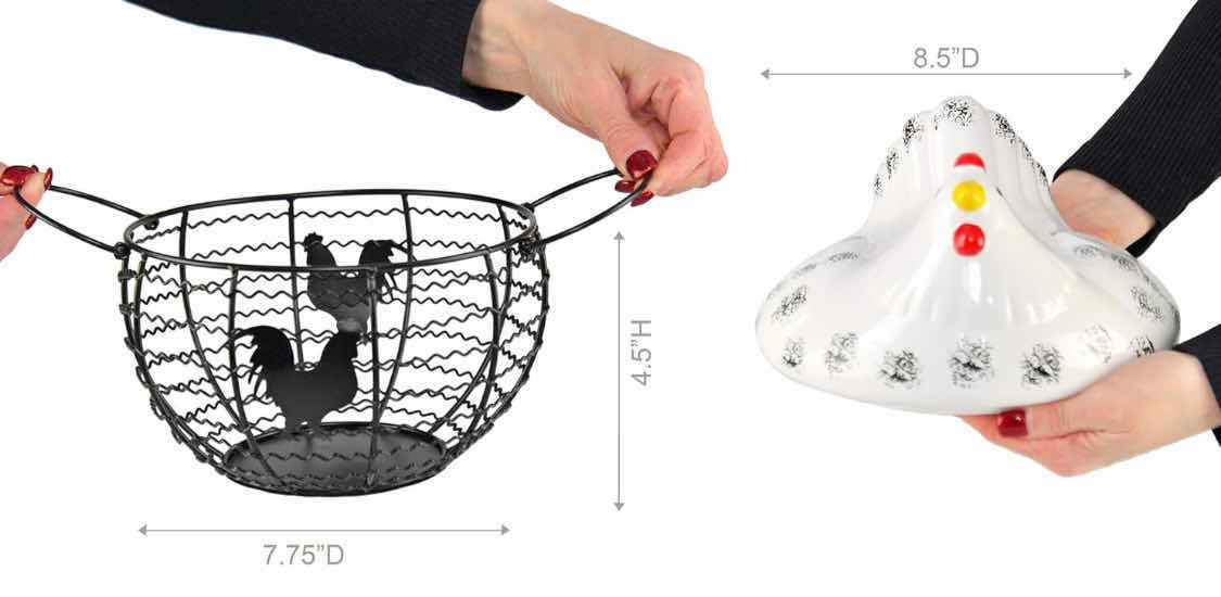 Photo 1 of NEW PALLET OF HOME-X CHICKEN EGG BASKET CERAMIC AND IRON DECORATIVE BASKET (13 CASES/4 PER CASE) READ NOTES