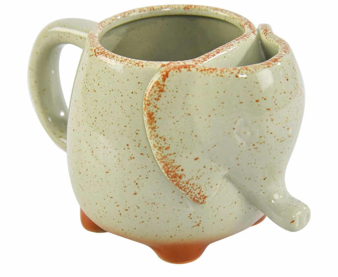 Photo 1 of NEW PALLET OF HOME-X ELEPHANT MUG WITH TEA BAG HOLDER, 16 OUNCES, WEATHERED GREEN (11 CASES/24 PER CASE)