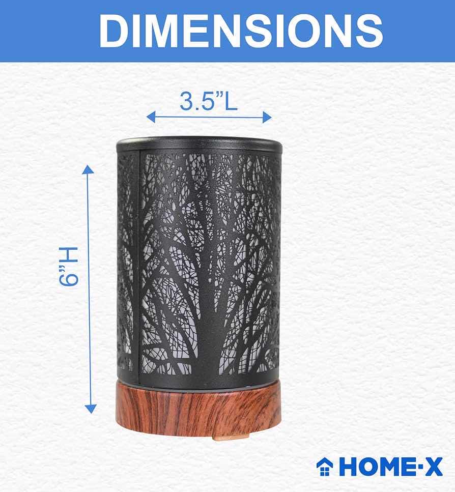 Photo 1 of NEW PALLET HOME-X OIL DIFFUSER WITH CARVED METAL TREE COVER ULTRASONIC ESSENTIAL OIL DIFFUSER COLOR CHANGING 3.5” X 3.5” X H6” BLACK (APPROXIMATELY 20 BOXES OF 12 SETS)