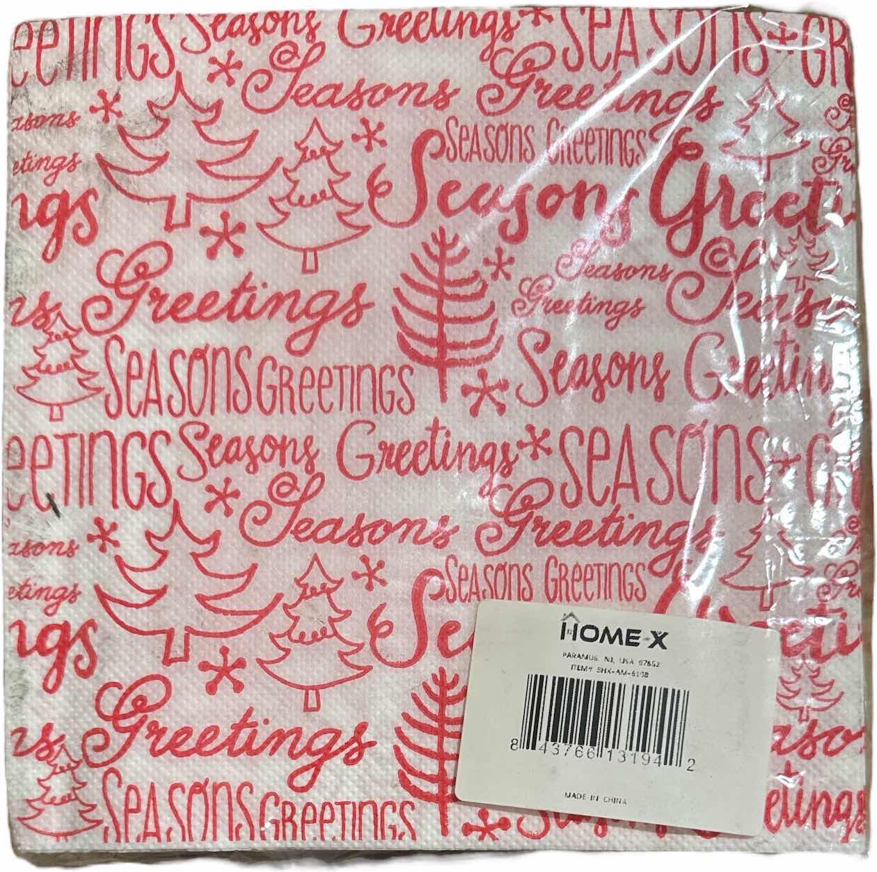 Photo 1 of CASE OF HOME-X SEASONS GREETINGS PAPER NAPKINS 6.5” (75 SETS/48PCS PER SET/3600 TOTAL) READ NOTES