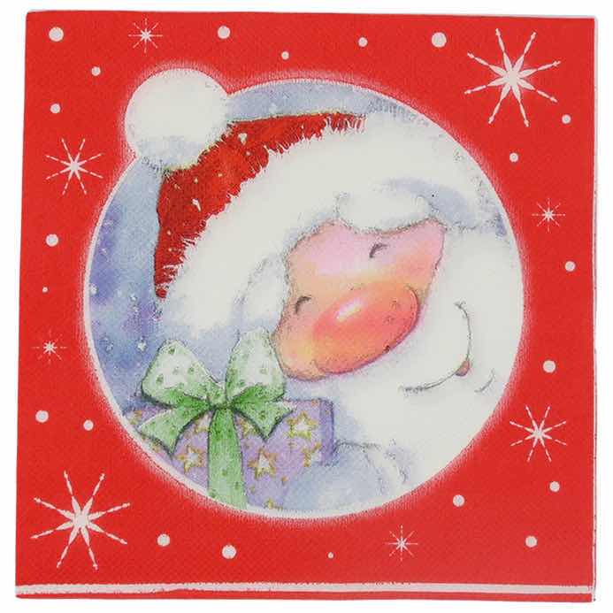 Photo 1 of CASE OF HOME-X HOLLY JOLLY SANTA CLAUSE PAPER NAPKINS 6.5” (75 SETS/48PCS PER SET/3600 TOTAL) READ NOTES