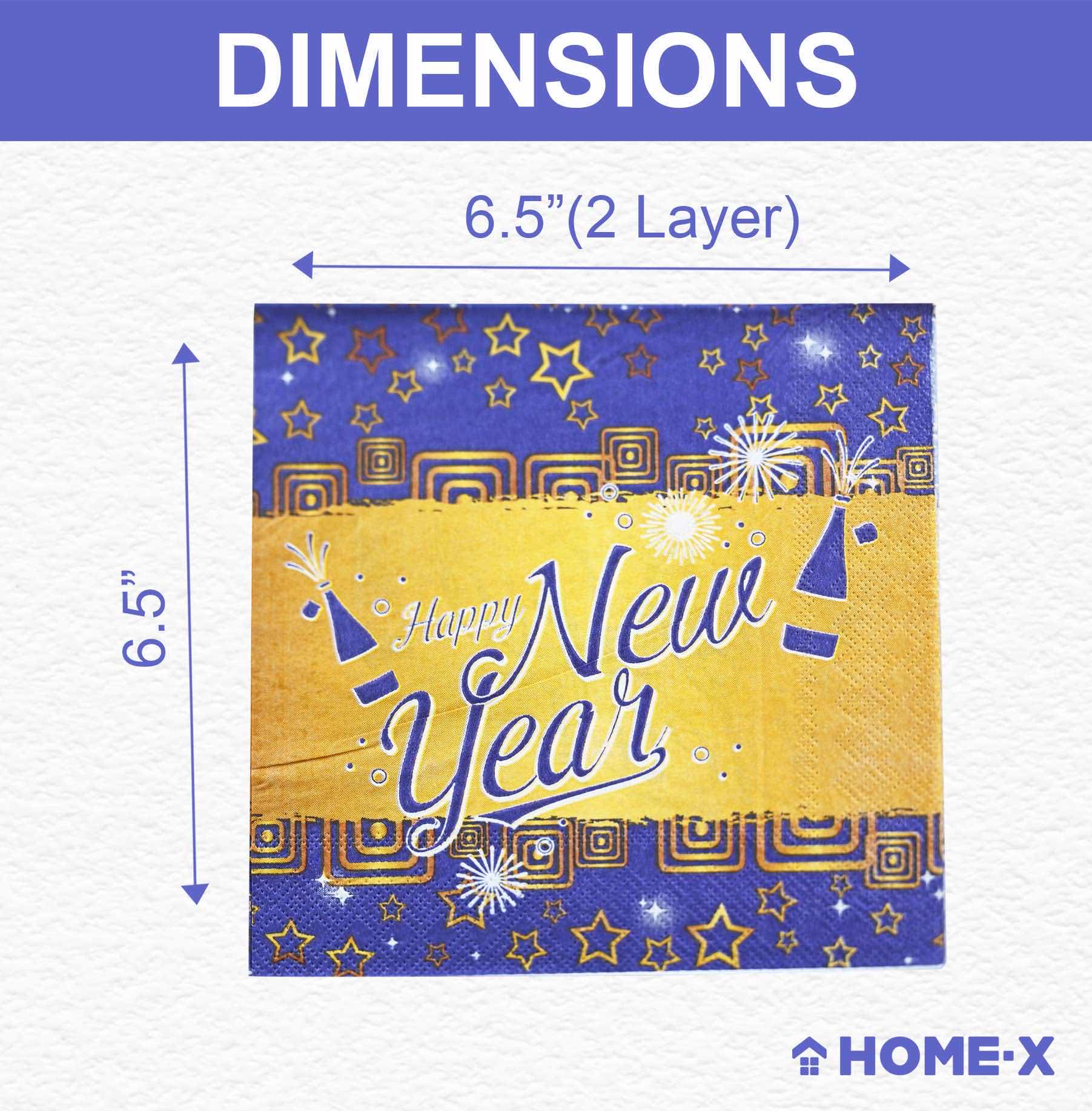 Photo 1 of CASE OF HOME-X HAPPY NEW YEAR PAPER NAPKINS 6.5” (75 SETS/48PCS PER SET/3600 TOTAL) READ NOTES