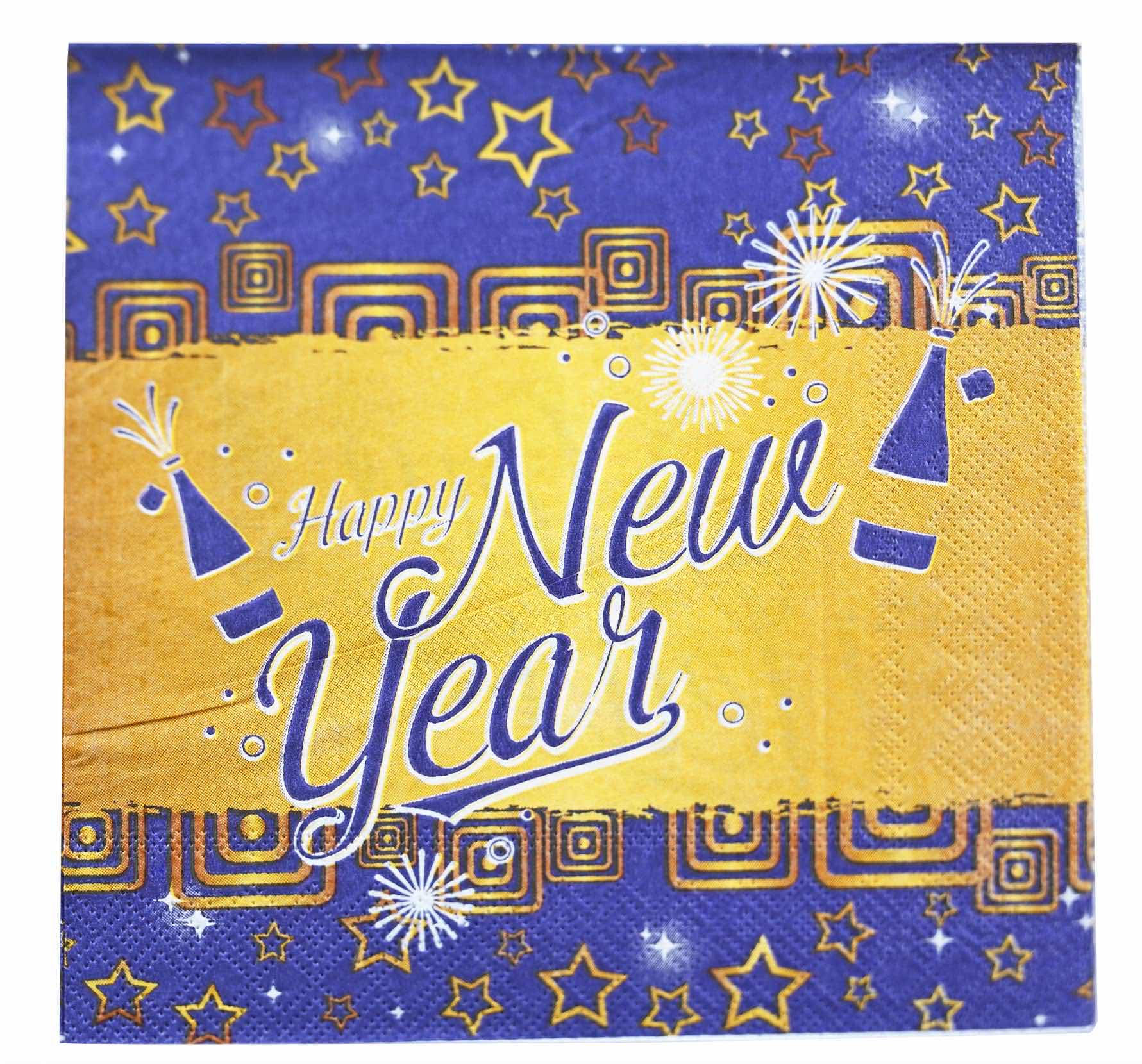 Photo 1 of CASE OF HOME-X HAPPY NEW YEAR PAPER NAPKINS 6.5” (75 SETS/48PCS PER SET/3600 TOTAL) READ NOTES
