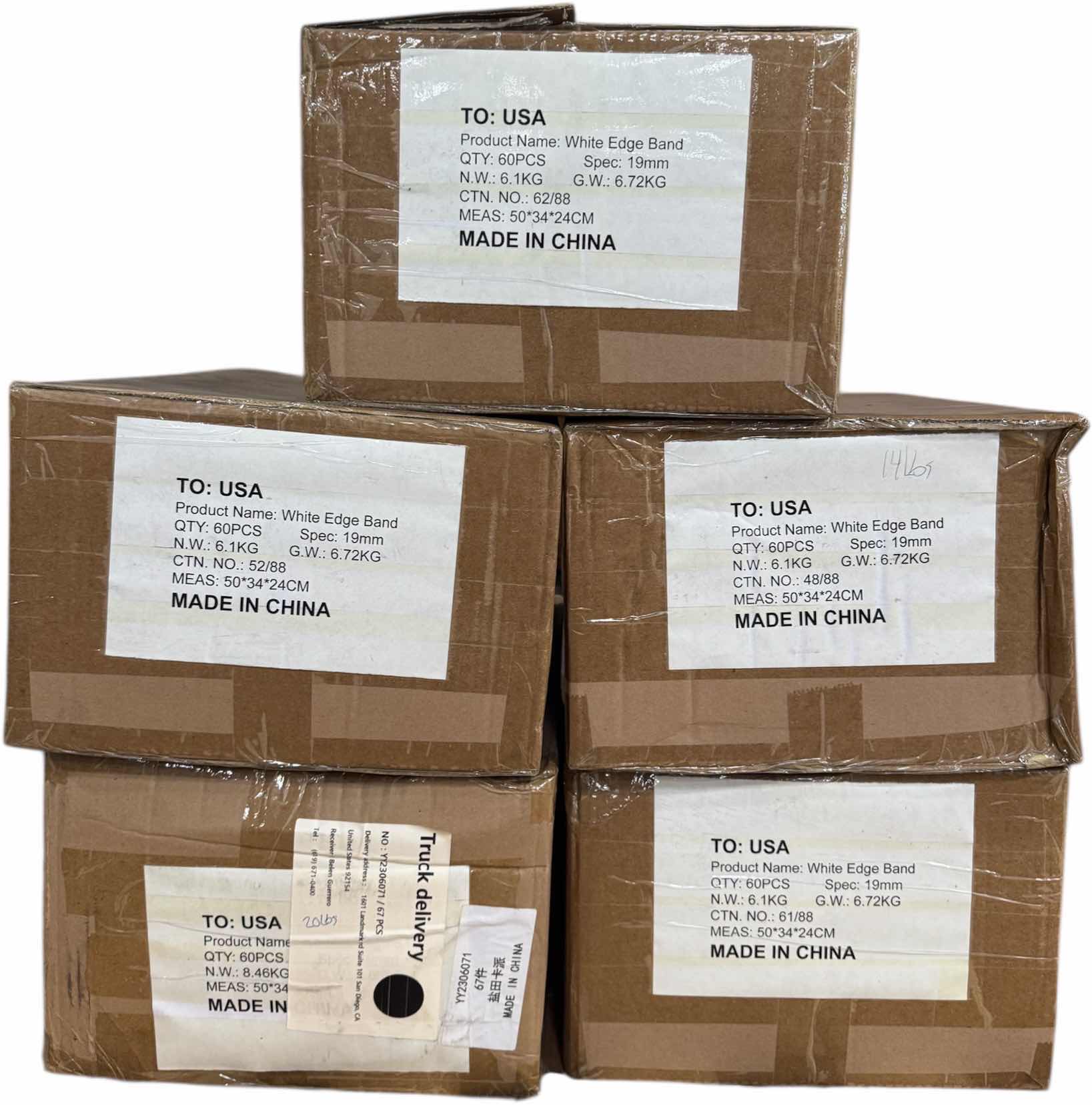 Photo 1 of NEW PALLET OF DOVETAIL BIRCH EDGE BANDING WHITE VENEER TAPE PRE-GLUED FOR COUNTERTOP EDGING 25FT 3/4IN (5 CASES/60 PER CASE)