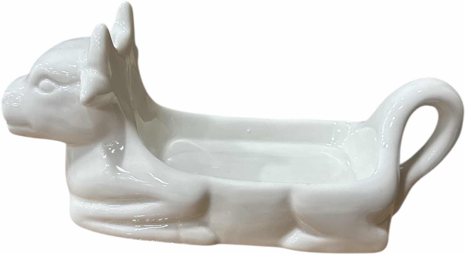 Photo 1 of 2- HOME-X COW BUTTER CERAMIC DISH WHITE 8” X 3” X H4”