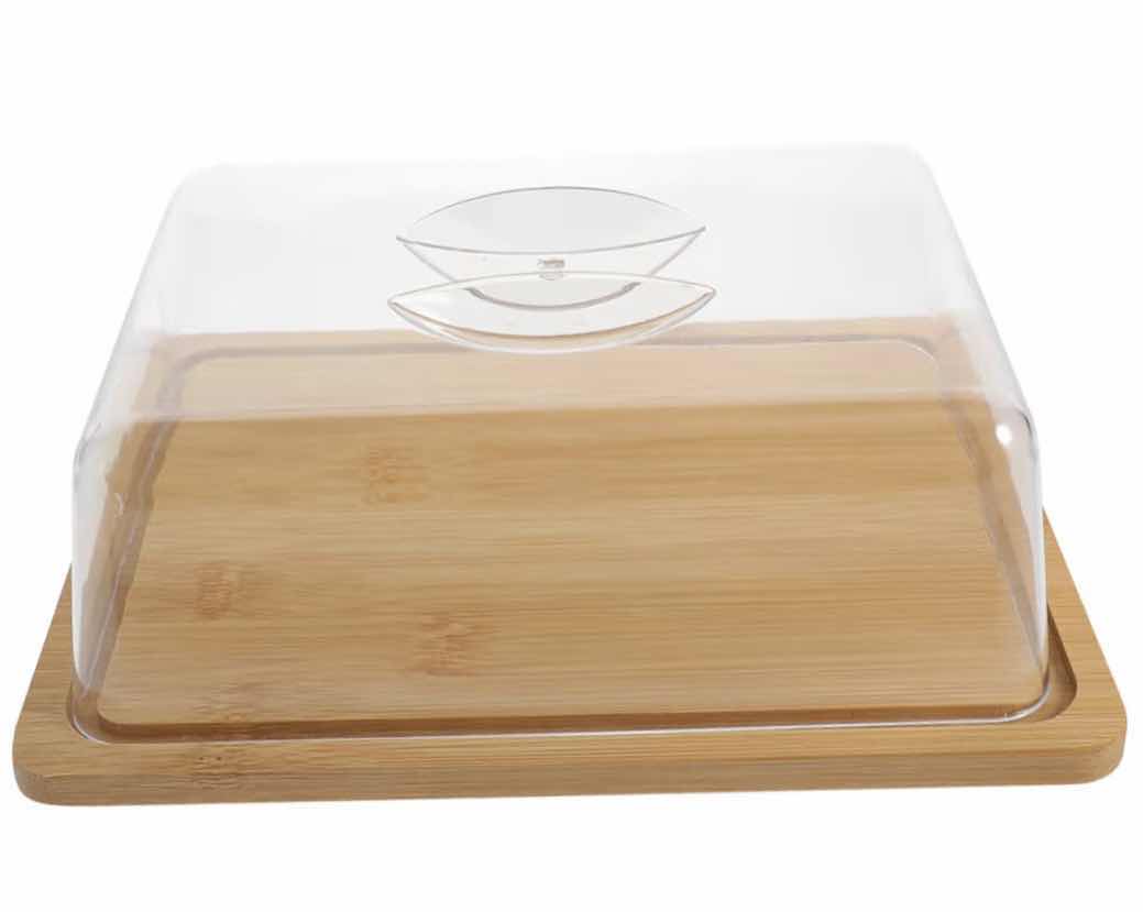 Photo 1 of HOME-X BAMBOO CHEESE BOARD STORAGE CONTAINER, ACRYLIC LID 12 TOTAL