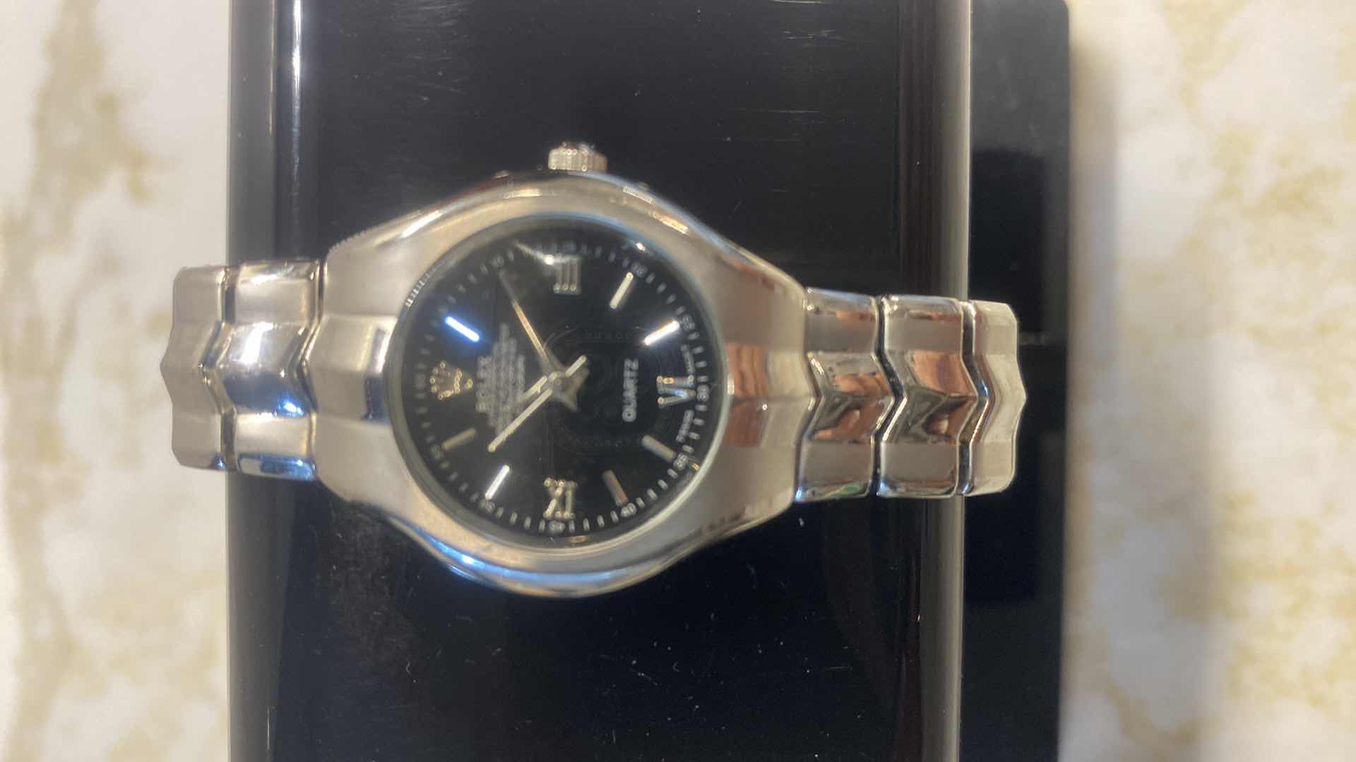 Photo 1 of WOMEN’S REPLICA ROLEX WATCH WITH BLACK DIAL STAINLESS STEEL JEWELRY