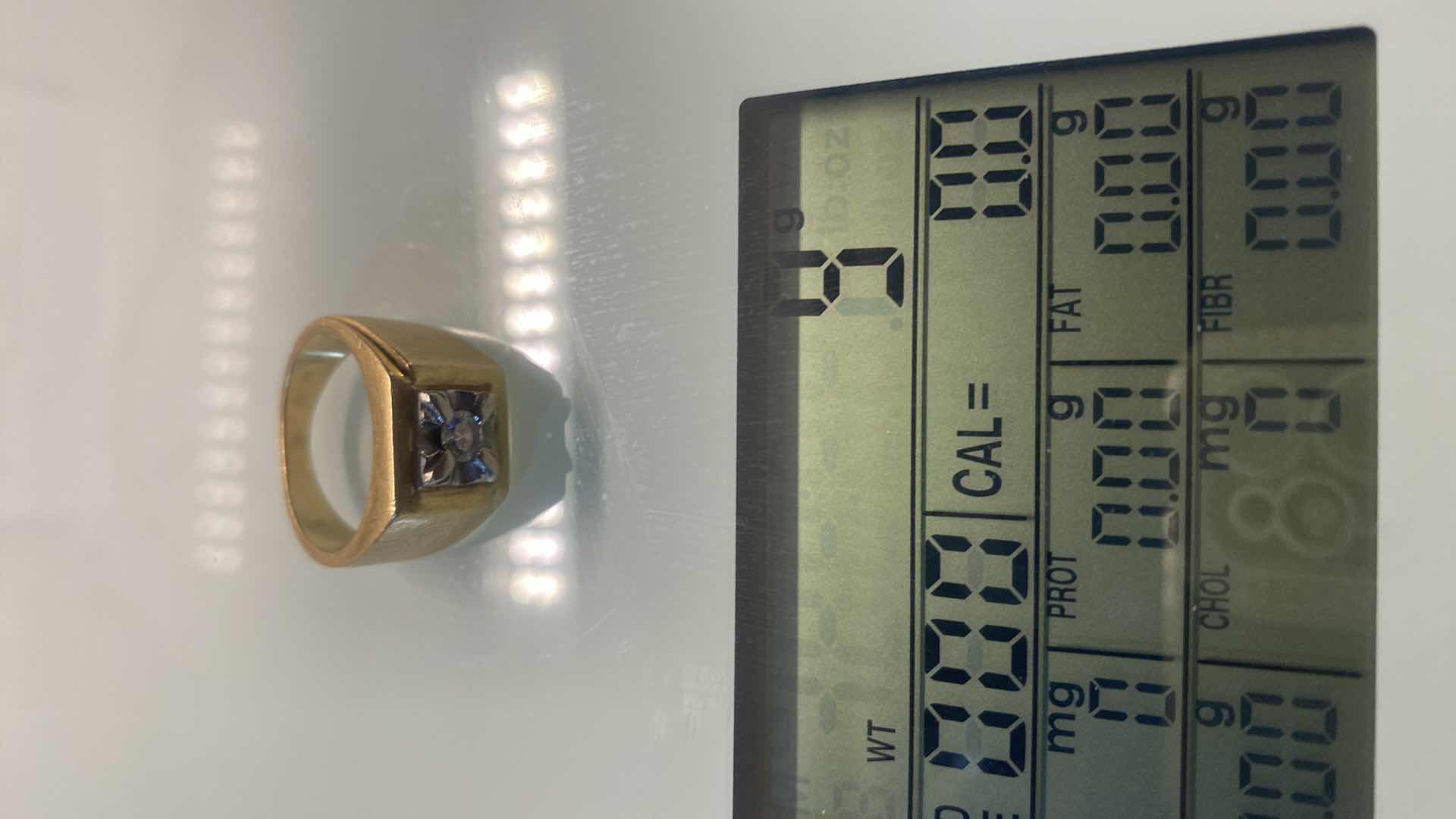 Photo 1 of VINTAGE MEN’S 14 K STAMPED GOLD RING WITH CENTER DIAMOND 1/2 KT 9G TOTAL WEIGHT