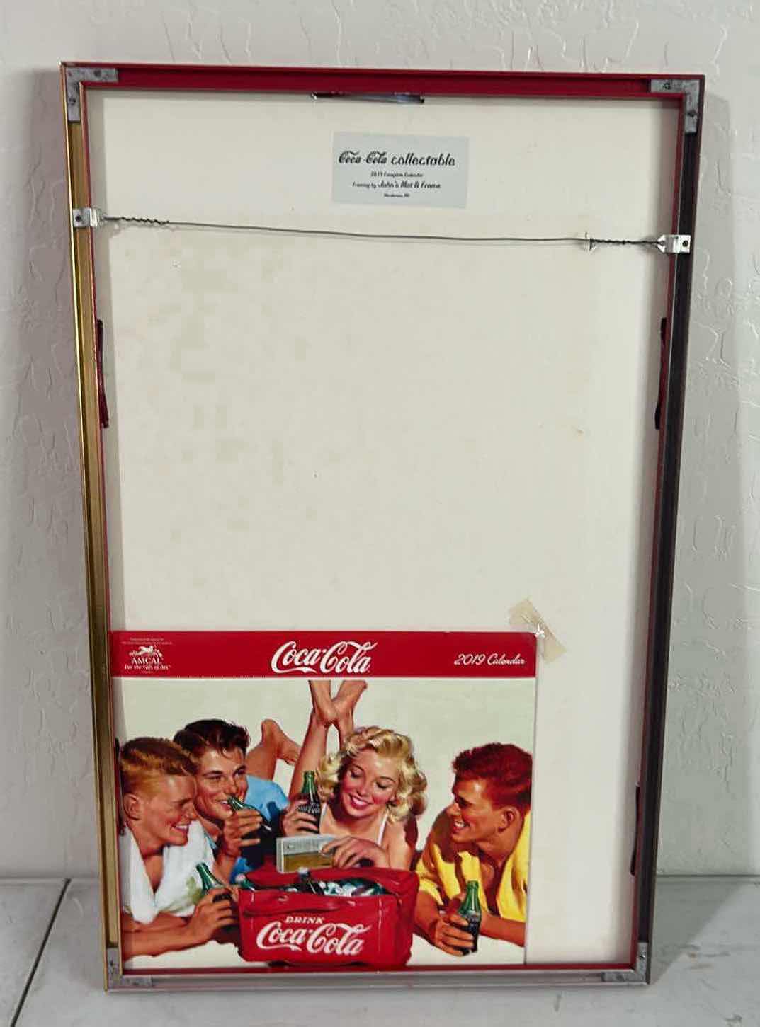 View 3 of RED FRAMED VINTAGE STYLE JUNE 2019 COCA COLA PROMOTIONAL CALENDAR 18" X 29"
