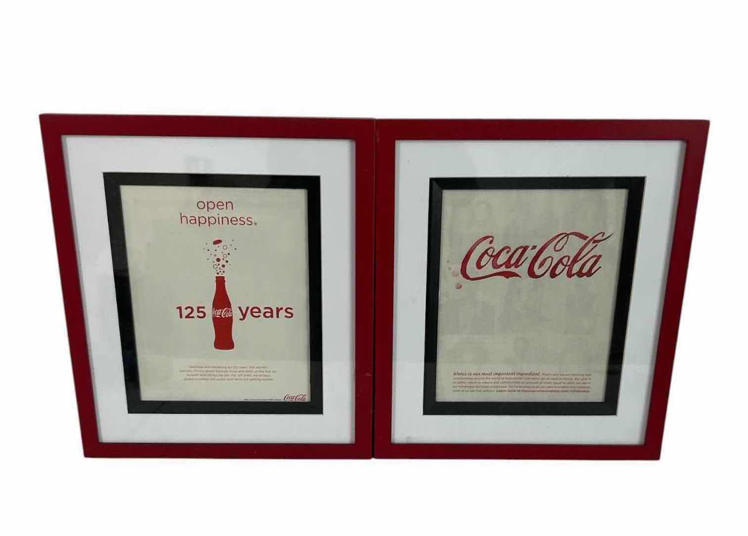 View 1 of MATCHED PAIR FRAMED VINTAGE STYLE COCA COLA ADVERTISING ART PRINTS 13" X 16"