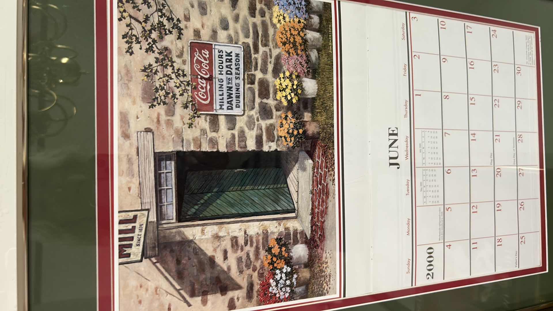 View 3 of THREE VINTAGE FRAMED COCA COLA ADVERTISING CALENDAR PAGES FROM 2000