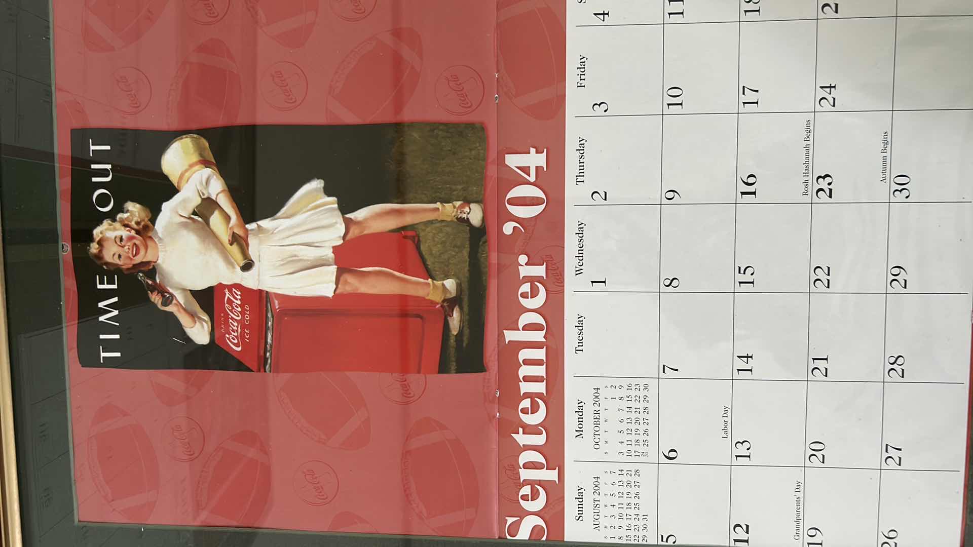 View 4 of THREE VINTAGE FRAMED COCA COLA ADVERTISING CALENDAR PAGES FROM 2000