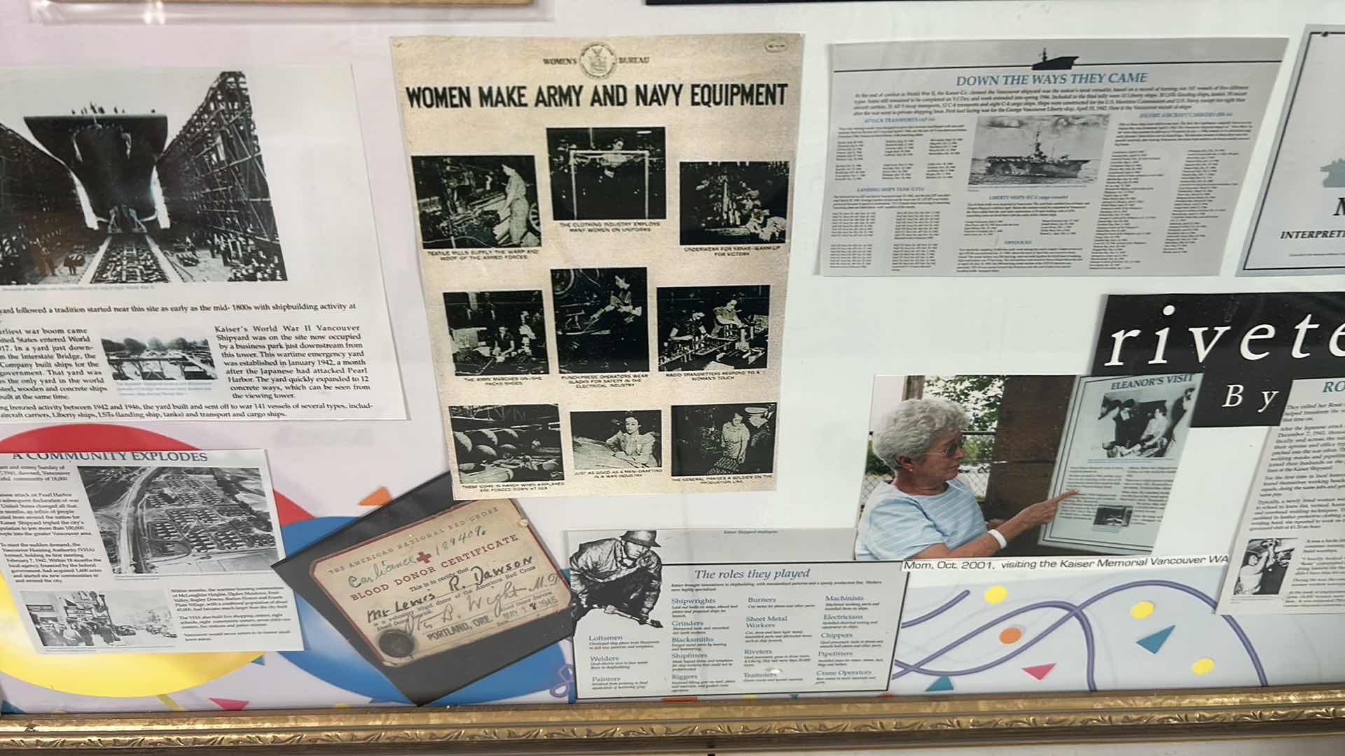 View 3 of FRAMED WORLD WAR II DISPLAY W COLLECTION WARTIME MEMORABILIA DOCUMENTS ETC 30" X 25"