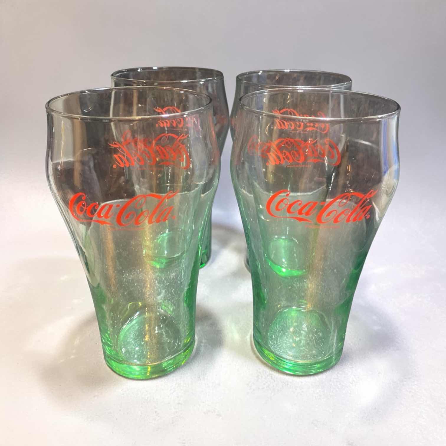 View 1 of COCA-COLA GREEN GLASS 16 OUNCE GLASSES (4)