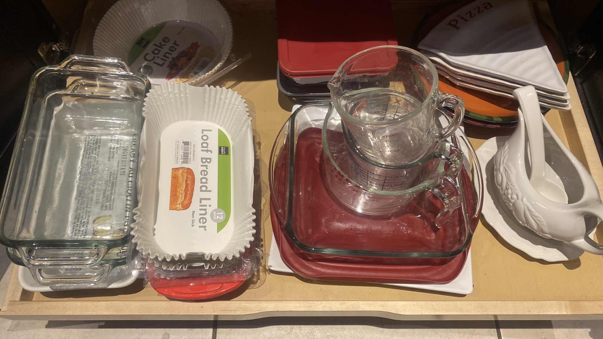 View 3 of CONTENTS KITCHEN CABINET – KITCHEN BASICS GLASS BAKEWARE MEASURING CUPS & MORE