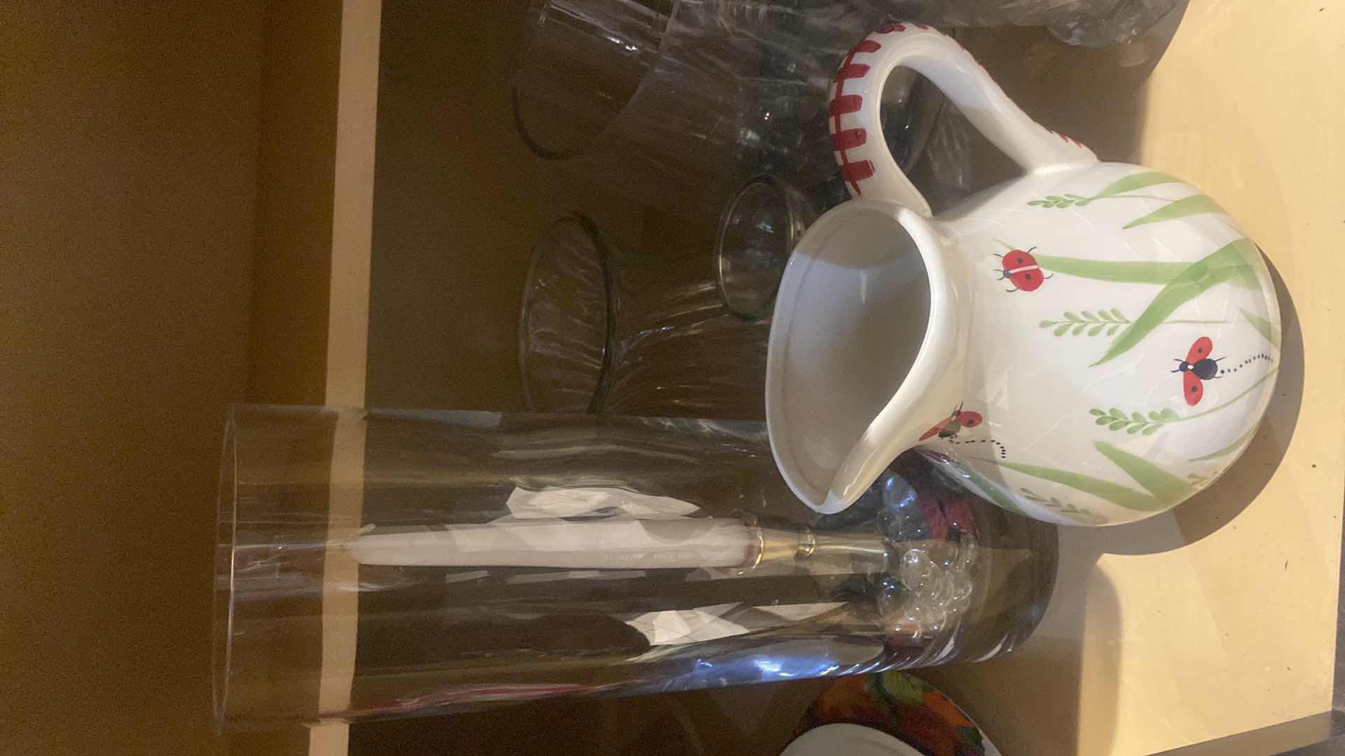 View 3 of CONTENTS OF CABINET - GLASS VASES & PITCHER (8)