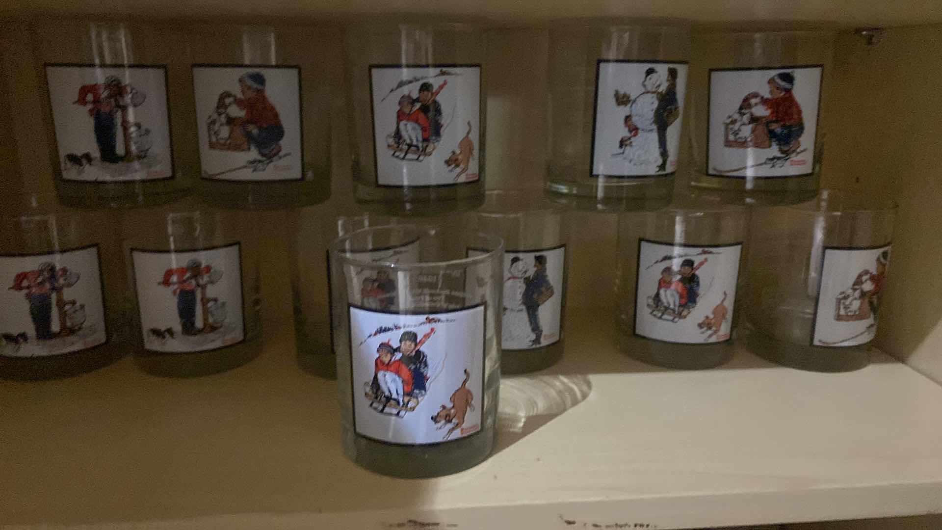 View 3 of SHELF OF VINTAGE PEPSI NORMAN ROCKWELL WINTER SCENE BY ARBY’S COLLECTOR SERIES (12)