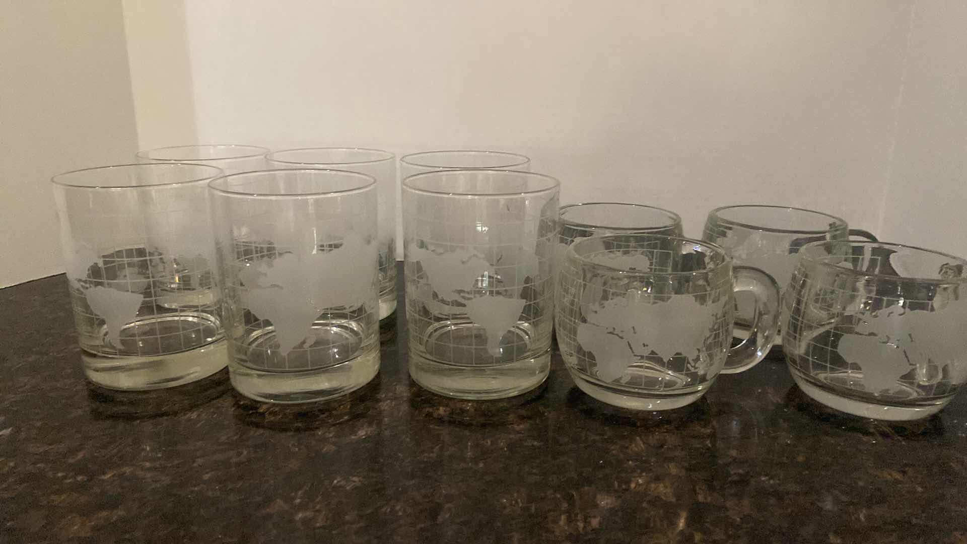 View 2 of VINTAGE 1970S NESCAFÉ PROMOTIONAL WORLD GLOBAL OLD-FASHIONED GLASSES  & COFFEE MUGS (10)