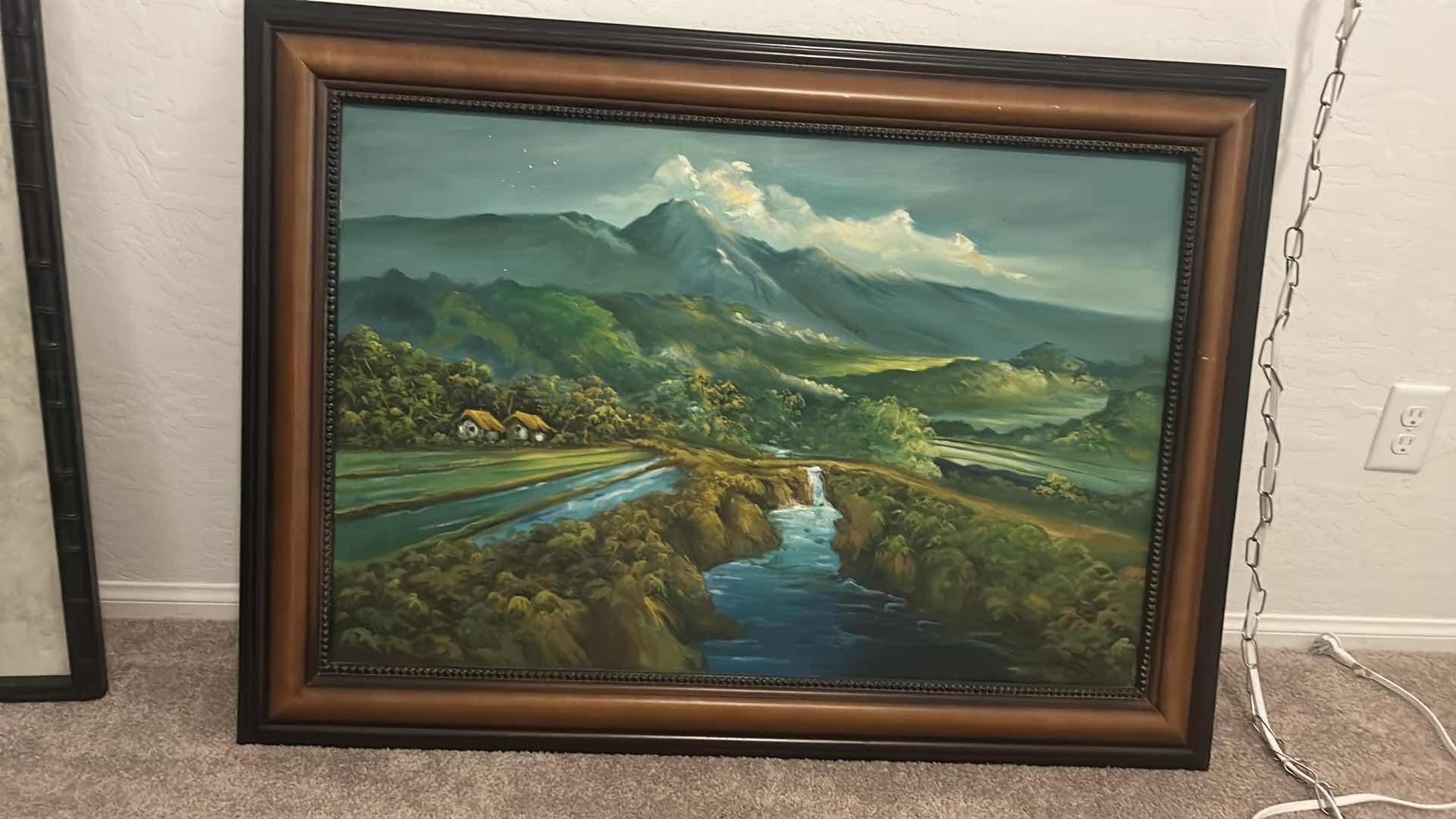 View 2 of WOOD FRAMED OIL ON CANVAS PAINTING, TROPICAL LANDSCAPE ARTWORK, 43 1/2“ x H31 1/2“