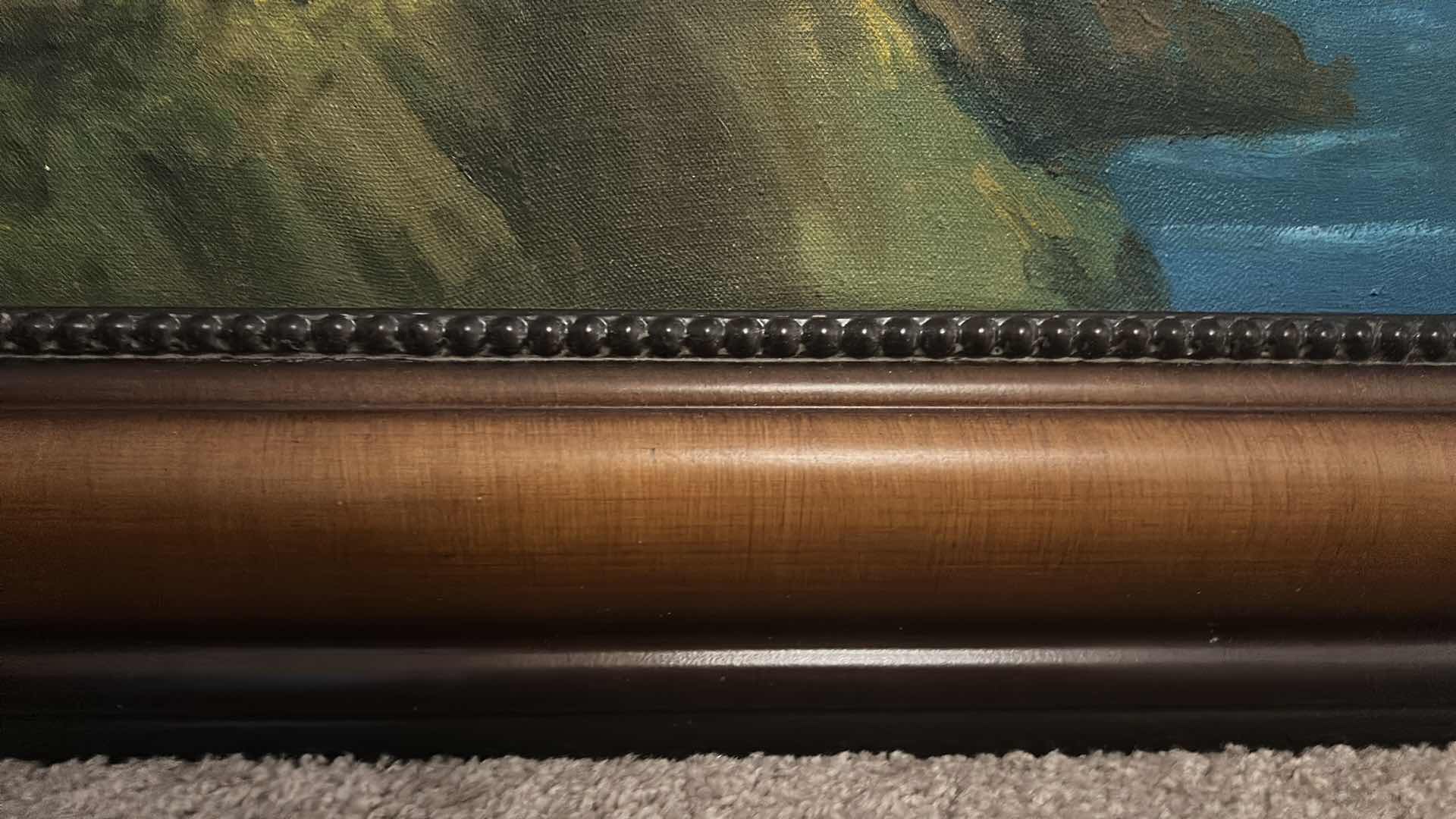 View 4 of WOOD FRAMED OIL ON CANVAS PAINTING, TROPICAL LANDSCAPE ARTWORK, 43 1/2“ x H31 1/2“