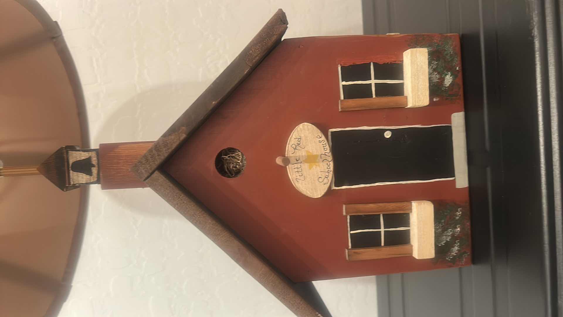 View 3 of HANDMADE WOODEN SCHOOLHOUSE LAMP H25.5”