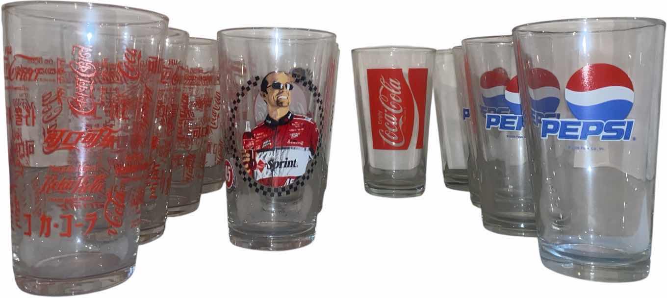 View 1 of VINTAGE COCA-COLA AND PEPSI GLASSES (12)