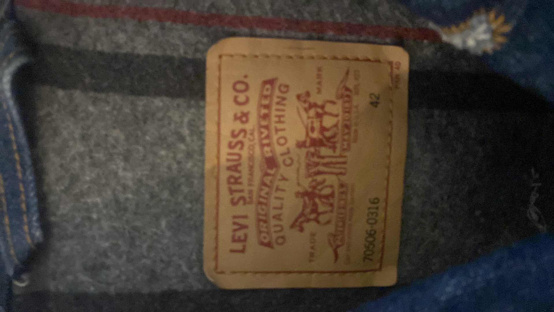 View 2 of MEN’S LEVI STRAUSS COMPANY INSULATED DENIM JACKET WITH PATCHES SIZE 42