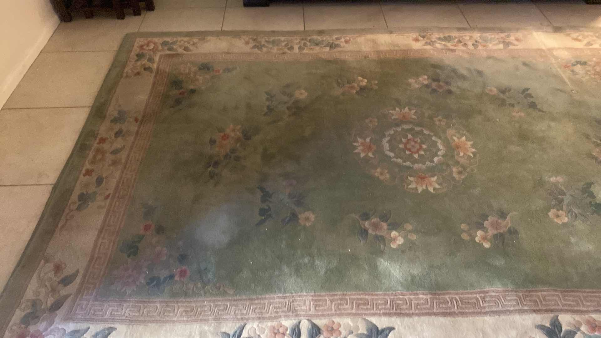 View 5 of TRADITIONAL HAND TUFTED WOOL AREA RUG LIGHT GREEN 6’ x 9’