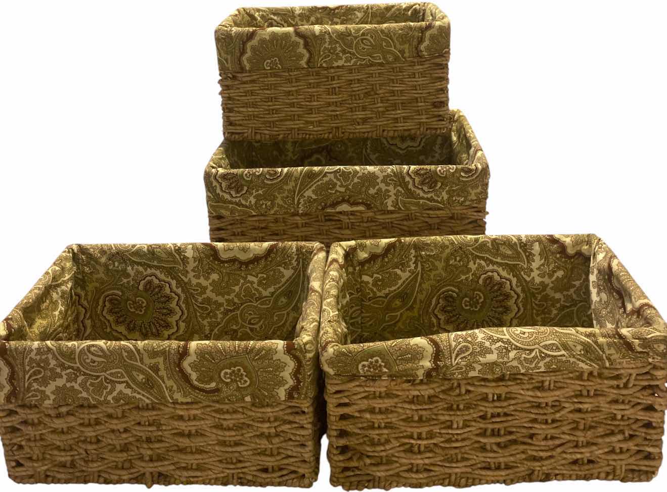 View 1 of BASKETS WITH REMOVABLE INTERIOR FABRIC SET OF 4