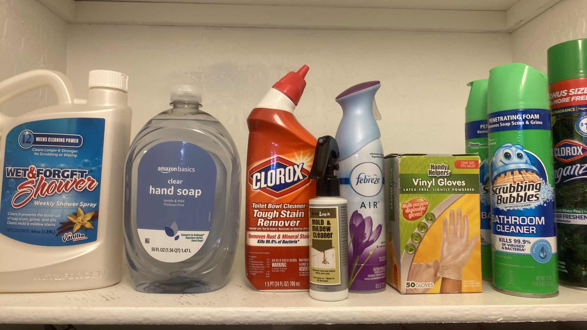 View 2 of TWO SHELVES IN CLOSET – CLEANING SUPPLIES AND PERSONAL CARE