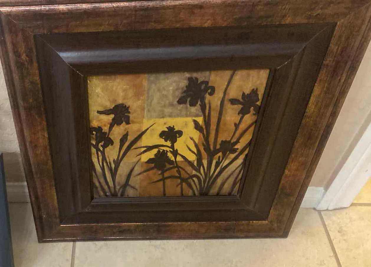 View 3 of FRAMED ARTWORK LARGEST 14“ x 14“ & WOOD CLOCK H11”