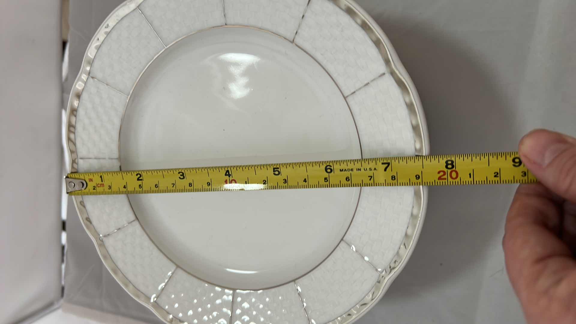 Photo 1 of 12-VINTAGE CHINA “SILVER EMBOSSED” THUN LARGE 7.5” BREAD PLATES (PART OF FULL CHINA SET SOLD SEPARATELY)