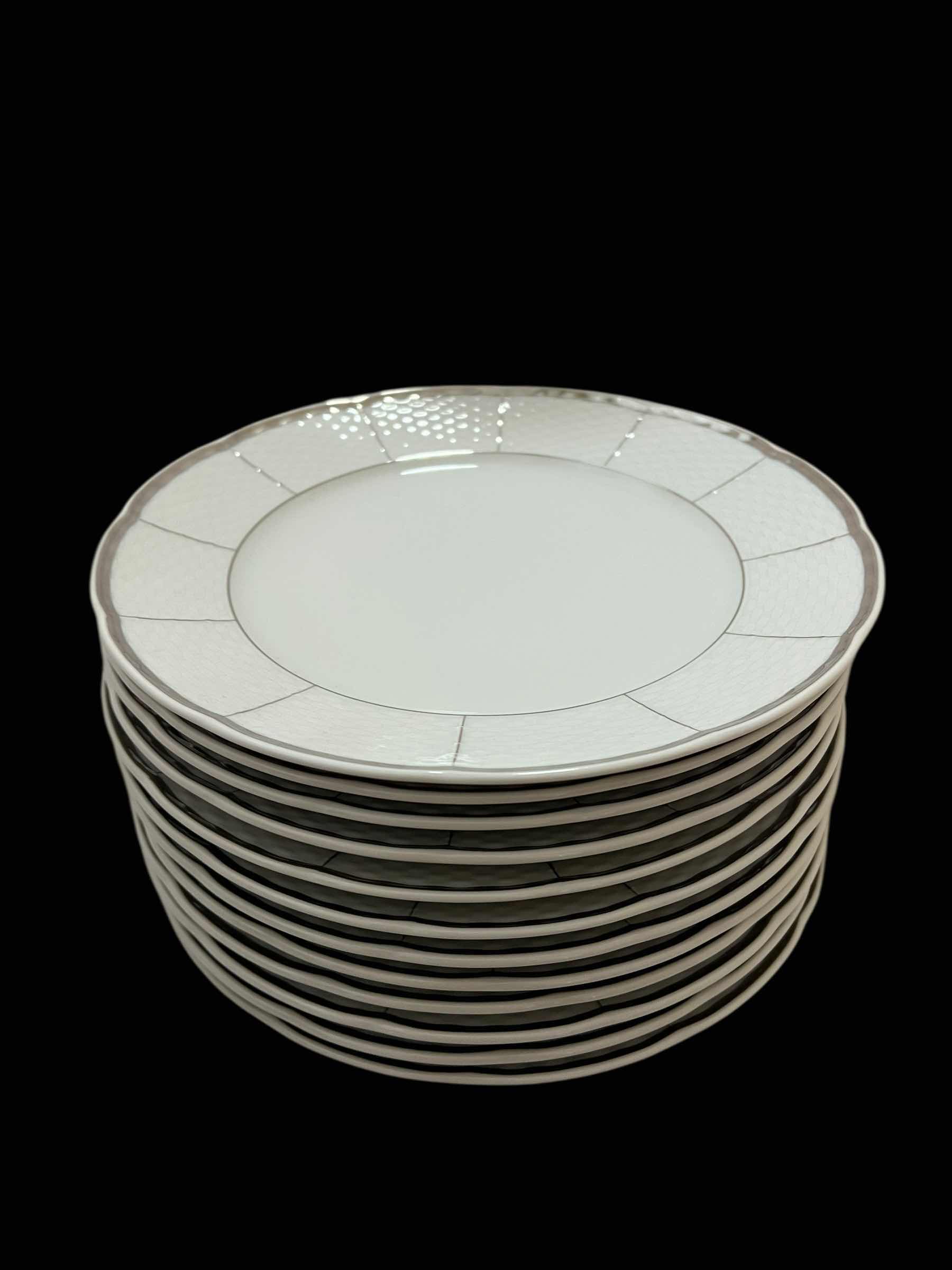 Photo 1 of 13-VINTAGE CHINA “SILVER EMBOSSED” THUN LARGE 10” PLATES (PART OF FULL CHINA SET SOLD SEPARATELY)