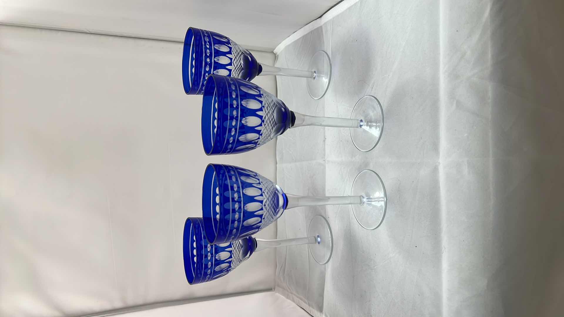 Photo 1 of 4-COBALT BOHEMIAN VINTAGE WINE GLASSES