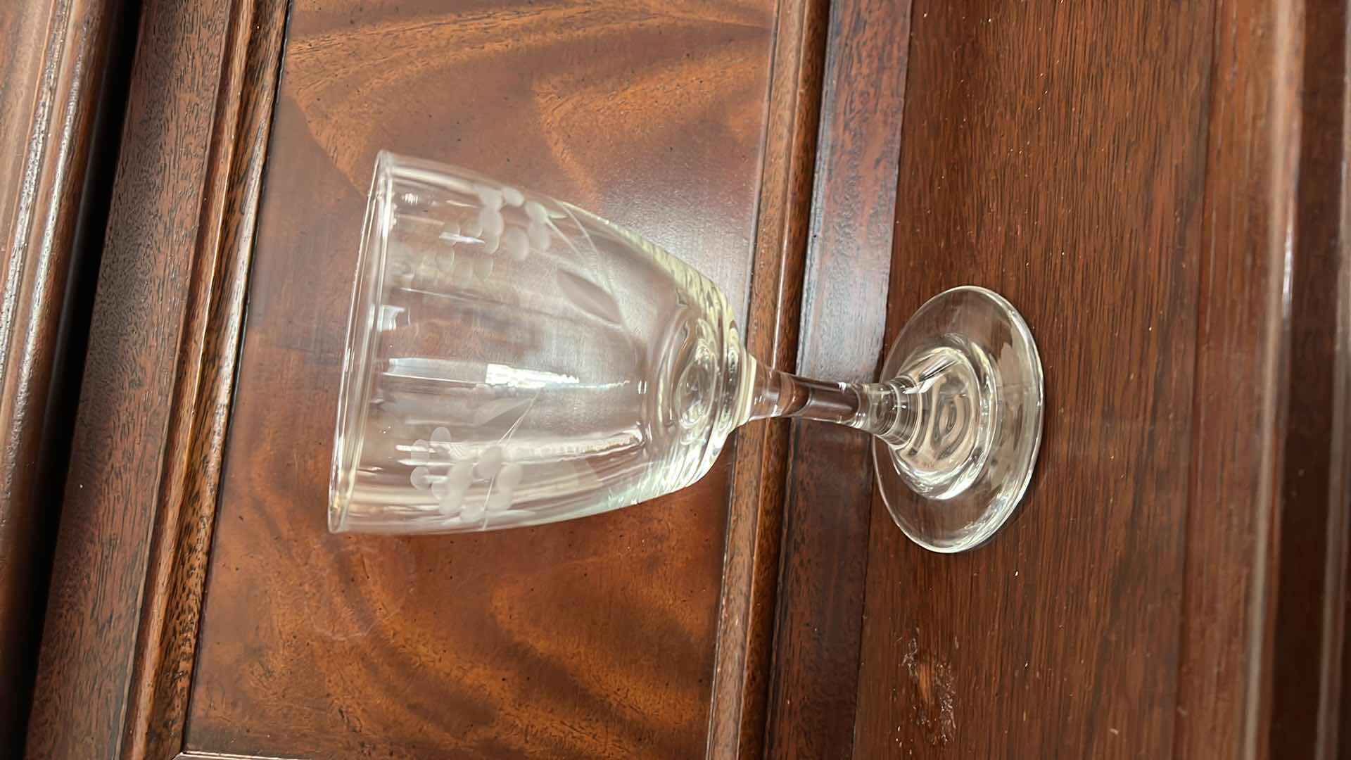 Photo 1 of 6-VINTAGE CRYSTAL ETCHED GLASSES