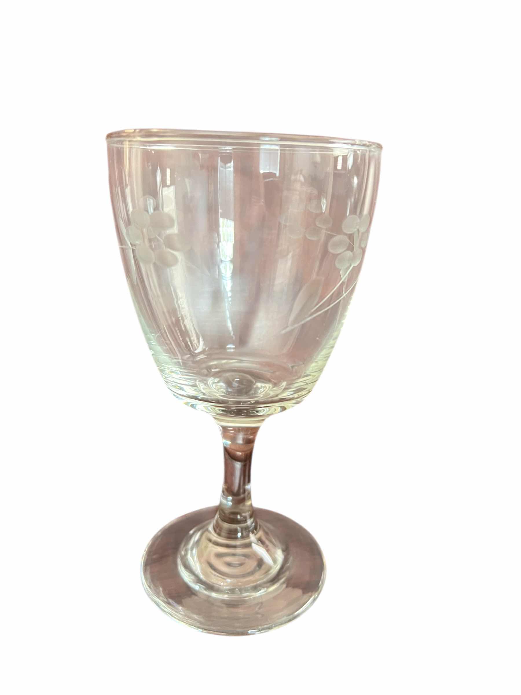 Photo 1 of 6-VINTAGE CRYSTAL ETCHED GLASSES