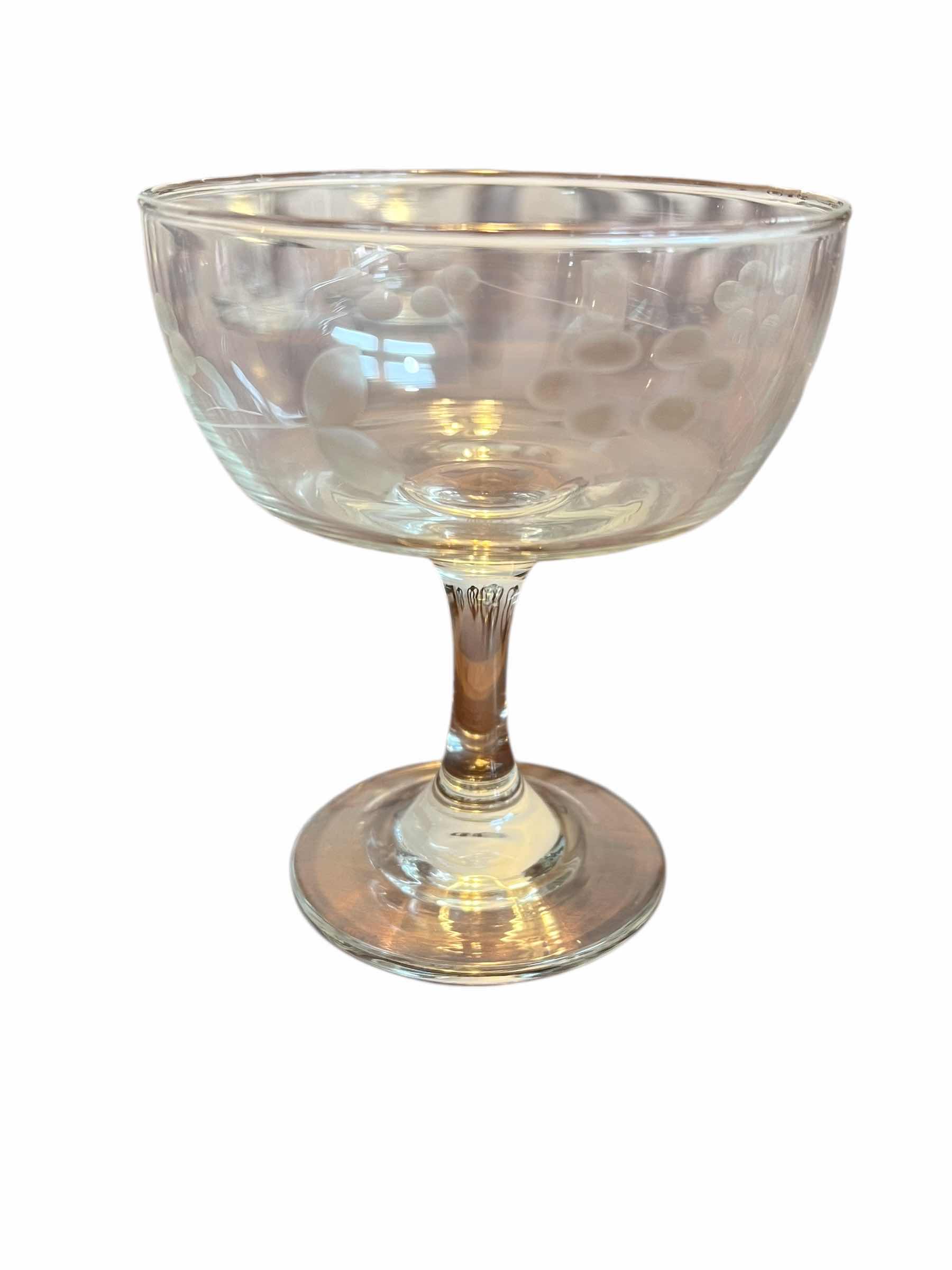 Photo 1 of 6-VINTAGE ETCHED MARTINI GLASSES
